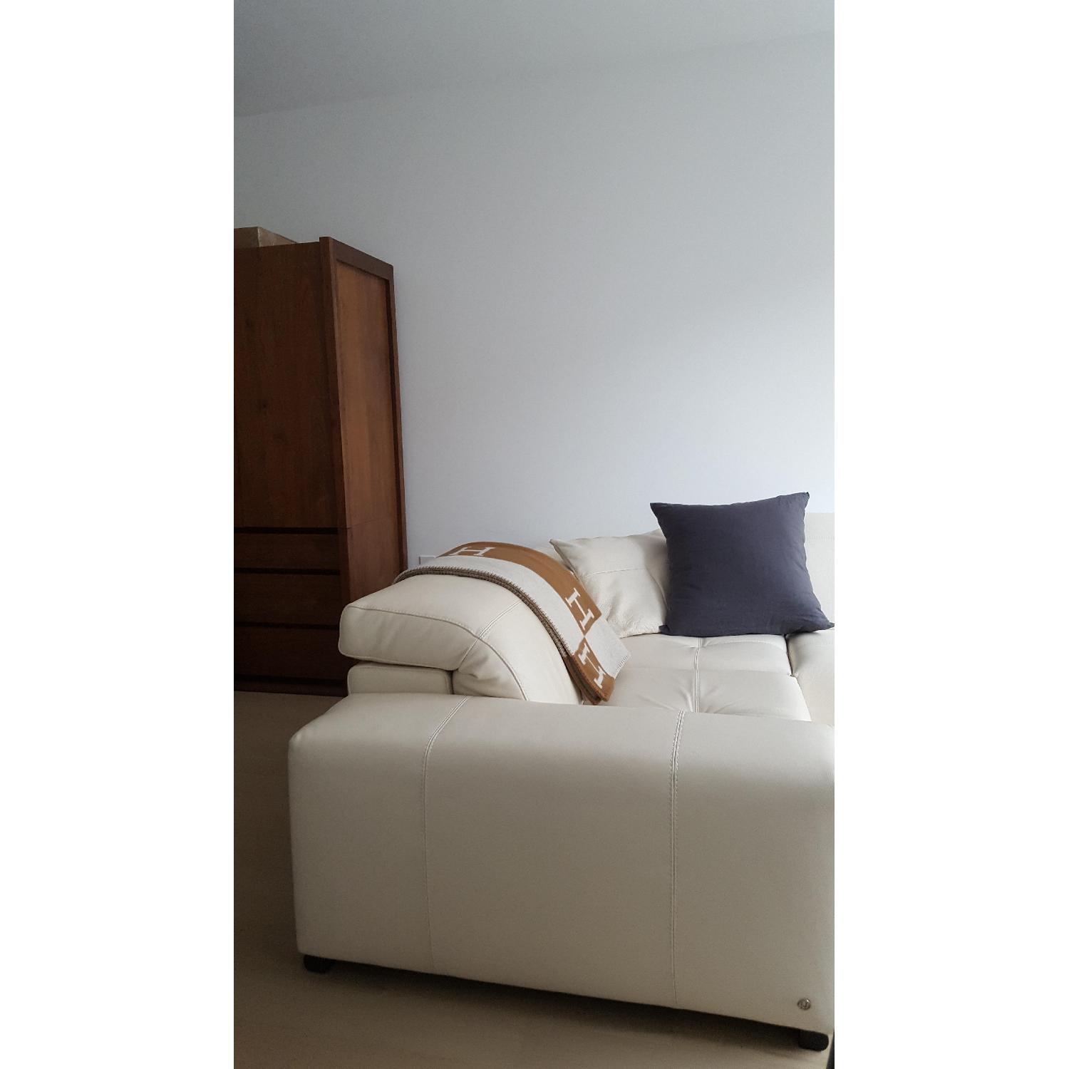 Natuzzi White Leather Sectional Sofa - image-7