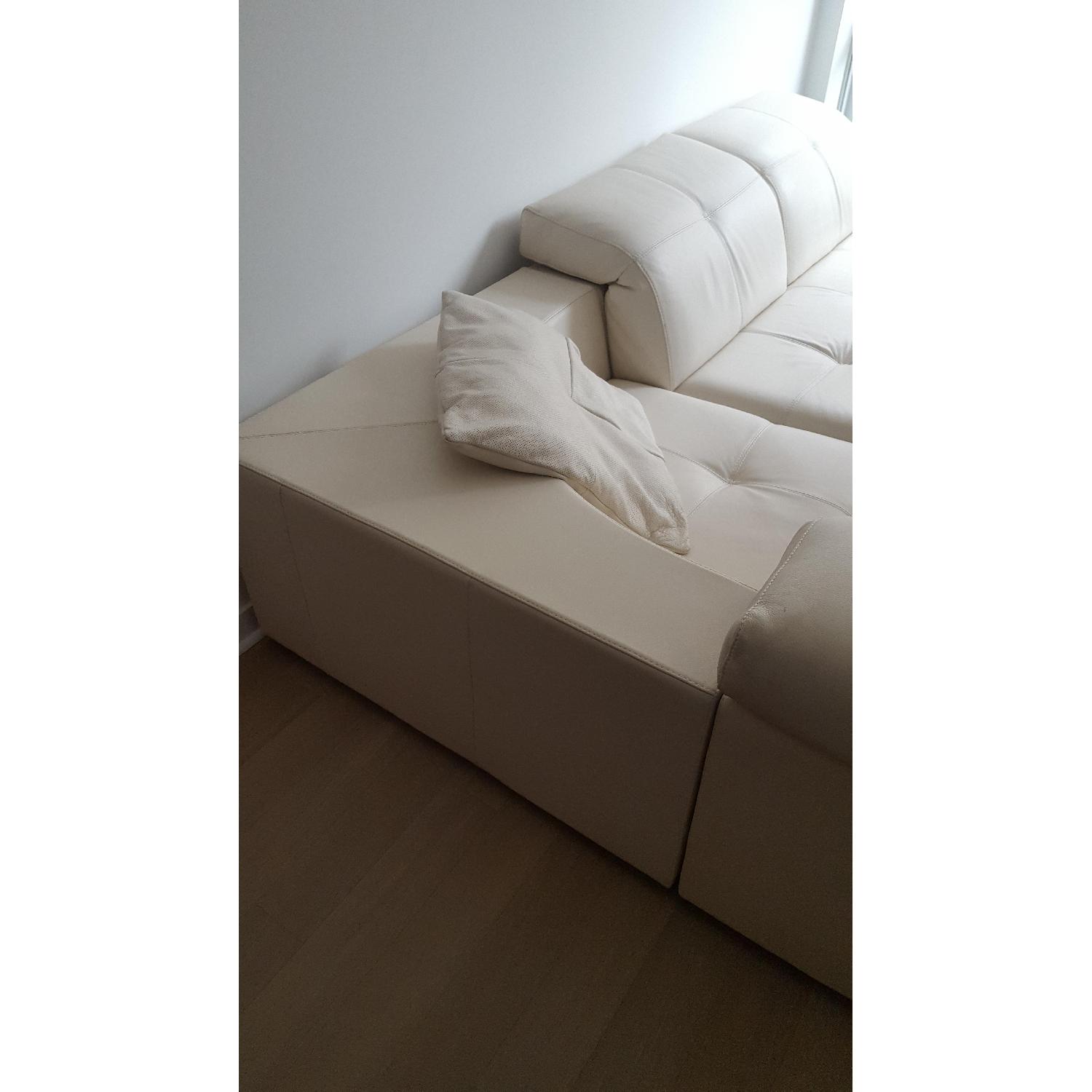 Natuzzi White Leather Sectional Sofa - image-8