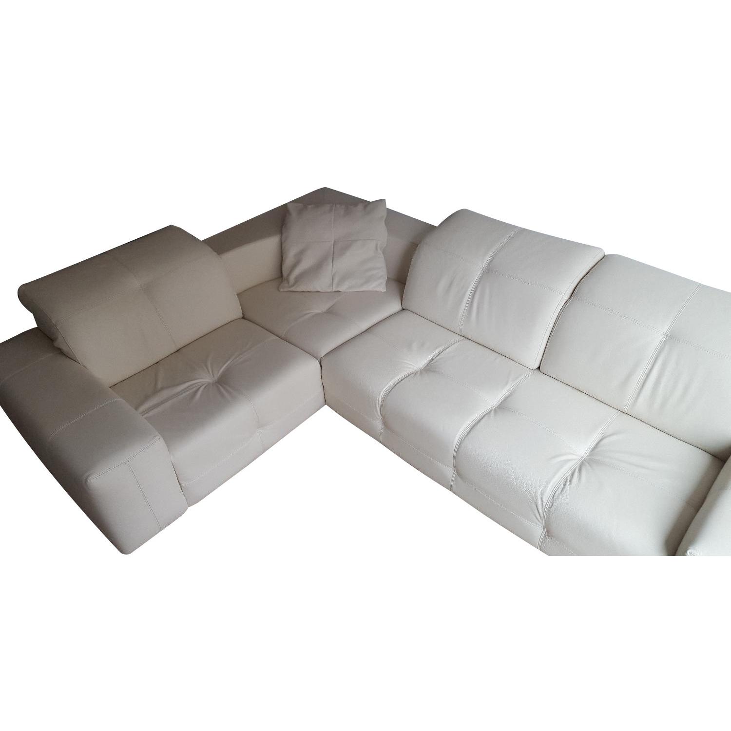 Natuzzi White Leather Sectional Sofa - image-0