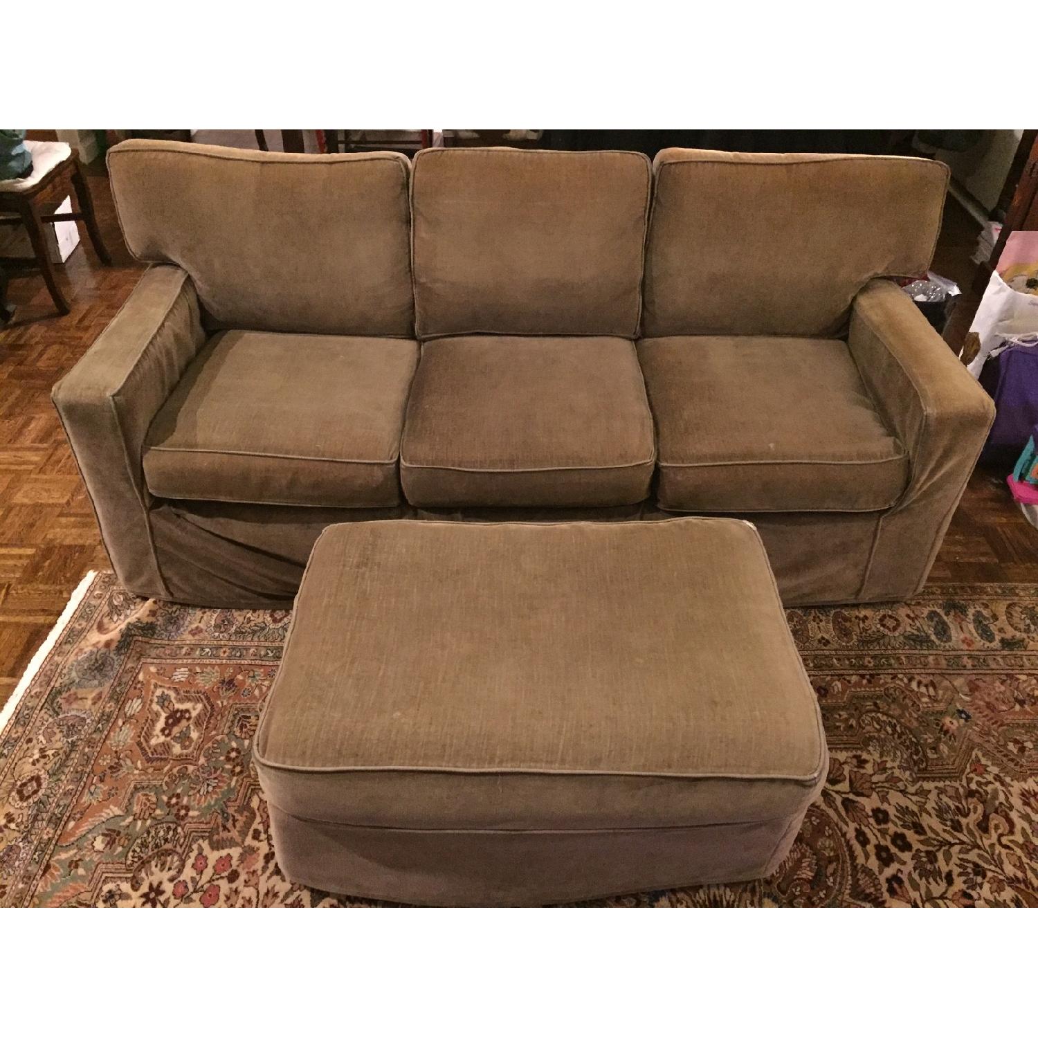 Pottery Barn Slipcovered Couch & Matching Ottoman - image-1
