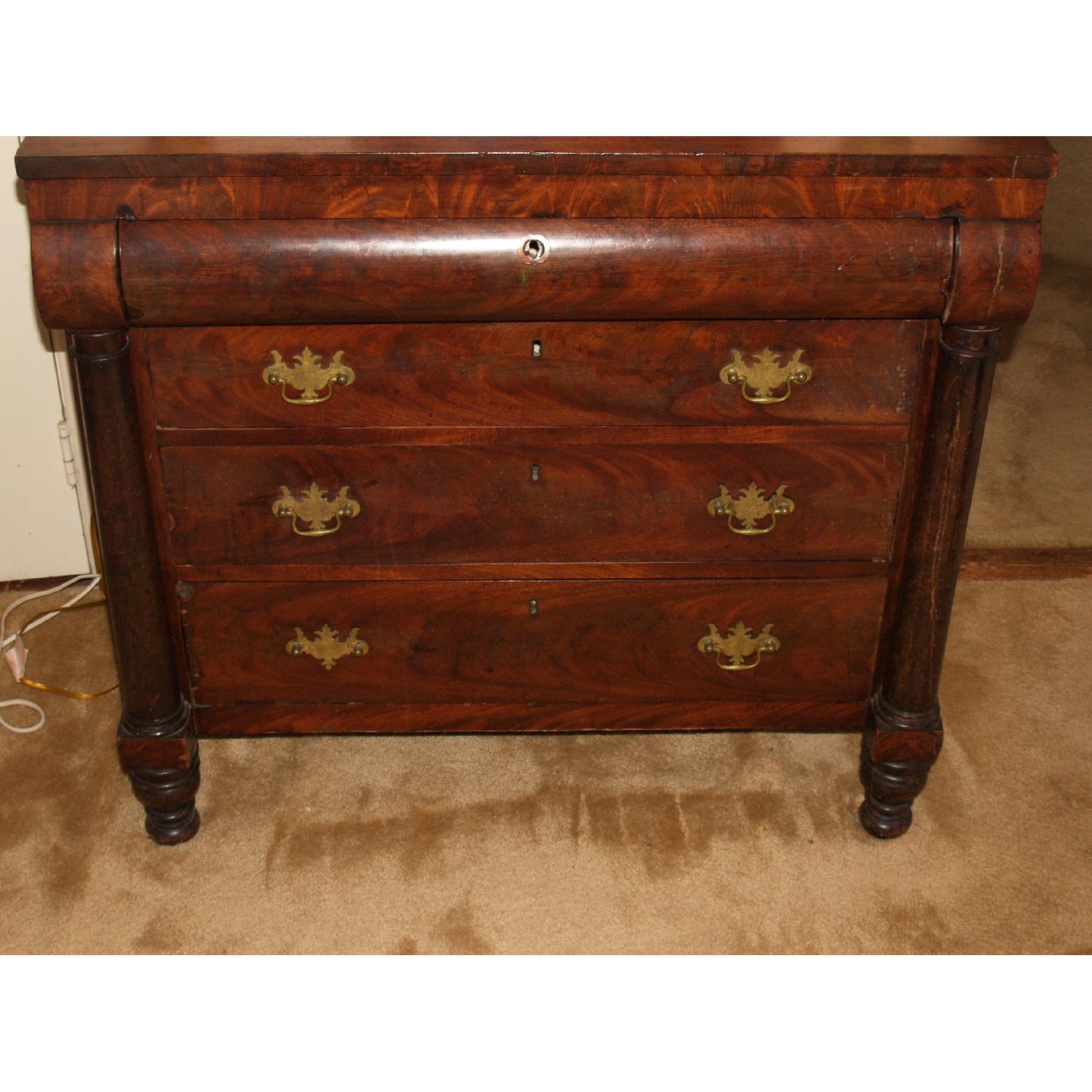 Antique 4-Drawer Dark Wood Dresser - image-1