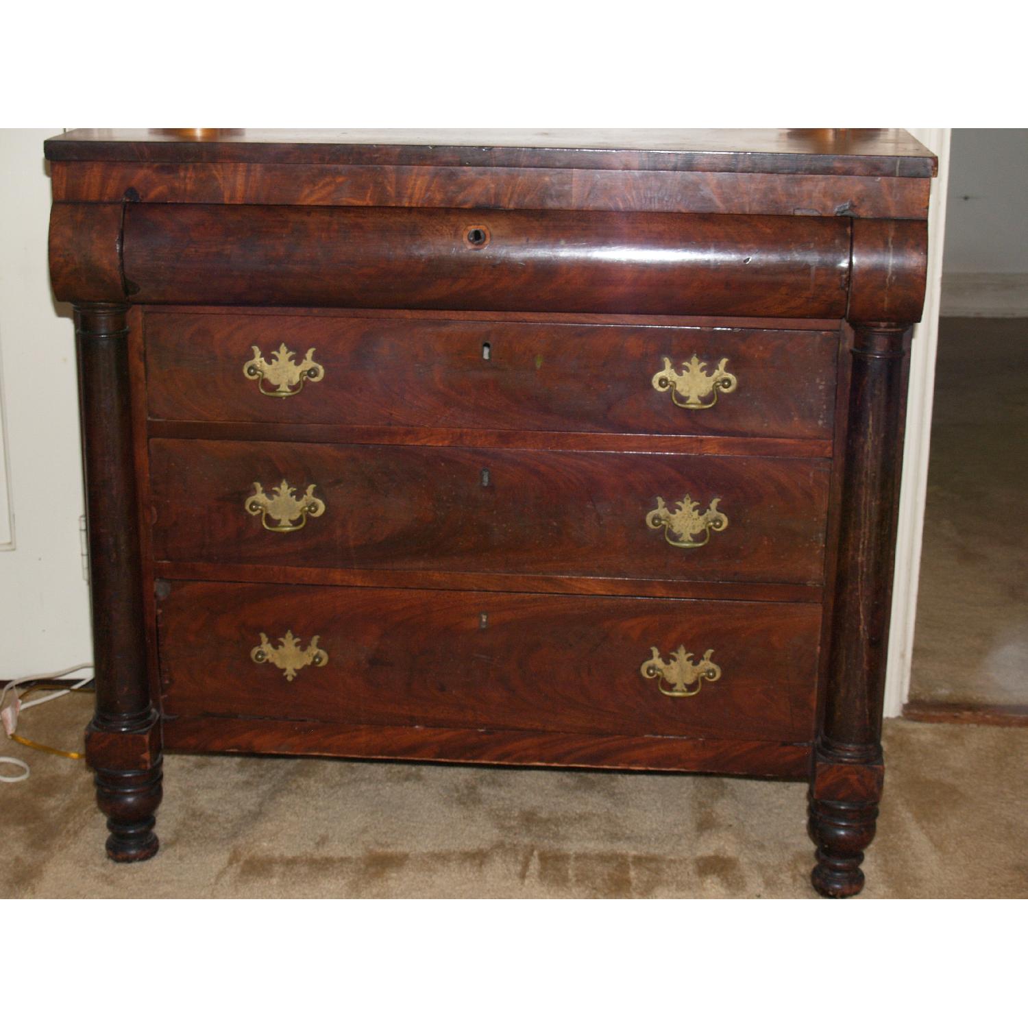 Antique 4-Drawer Dark Wood Dresser - image-2