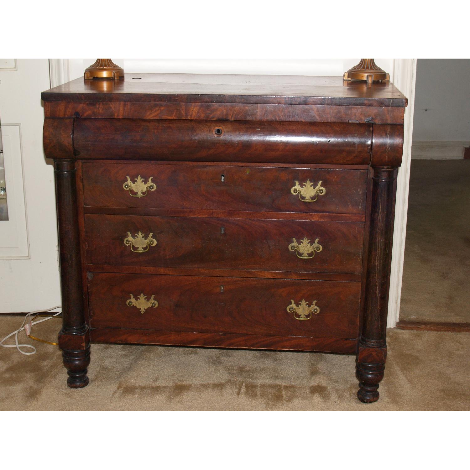 Antique 4-Drawer Dark Wood Dresser - image-3
