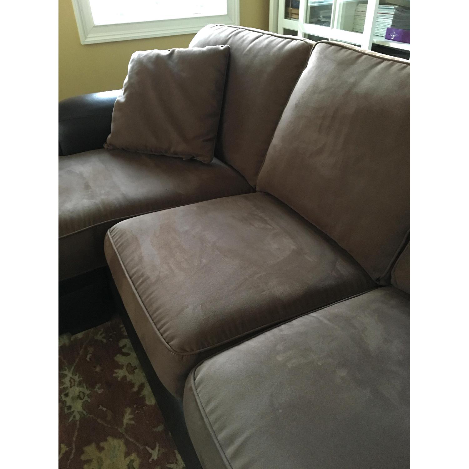 Suede/Leather Sectional Sofa w/ Chaise Lounge - image-2