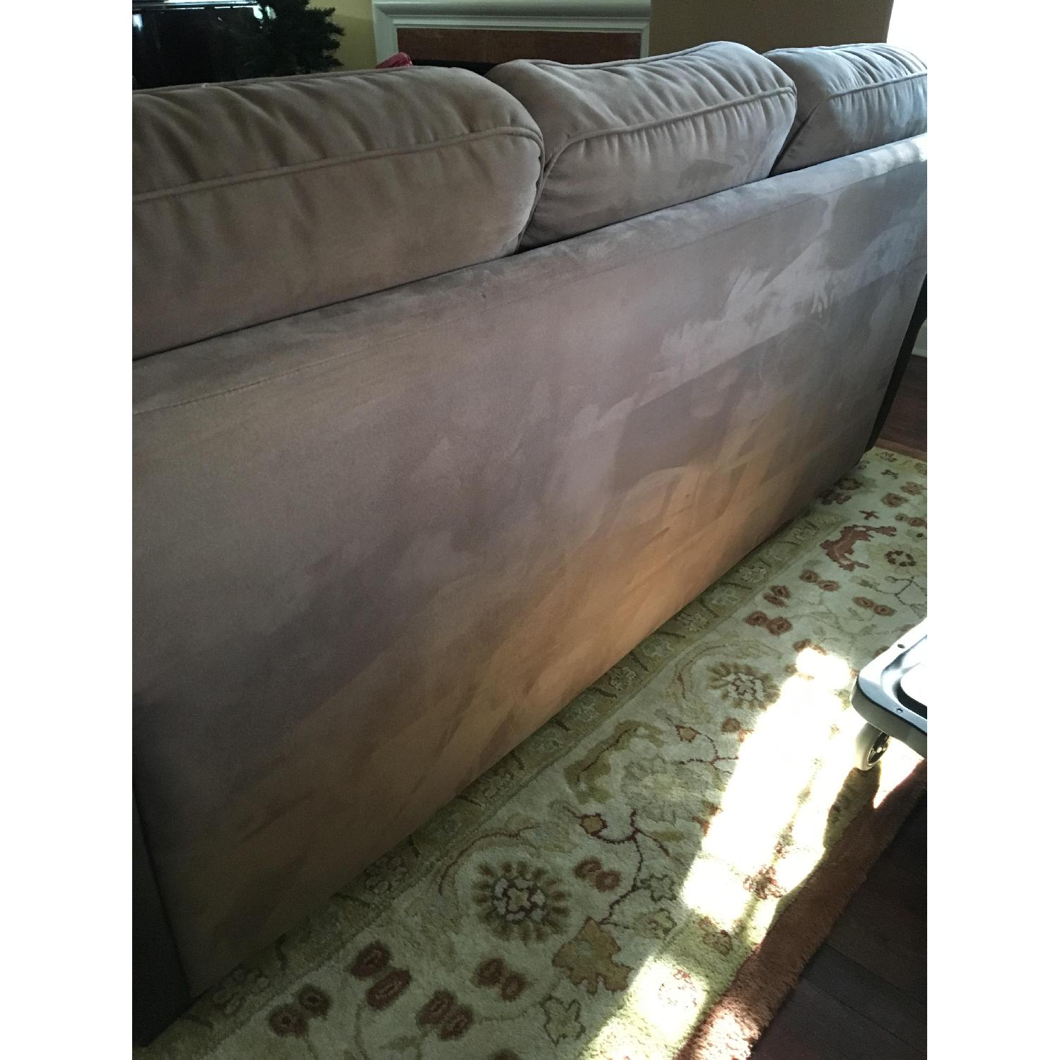 Suede/Leather Sectional Sofa w/ Chaise Lounge - image-4