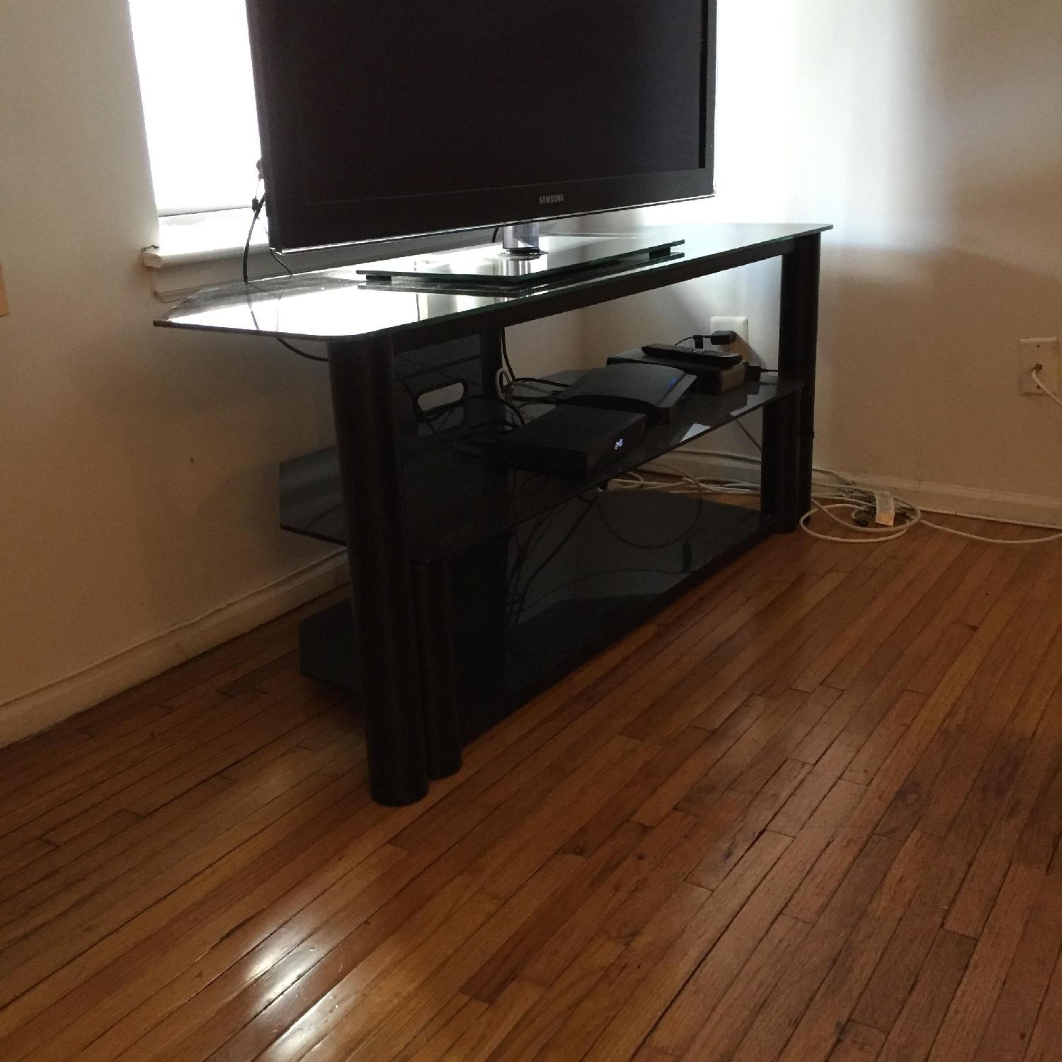 TV Stand w/ Three Glass Shelves & Black Frame - image-1