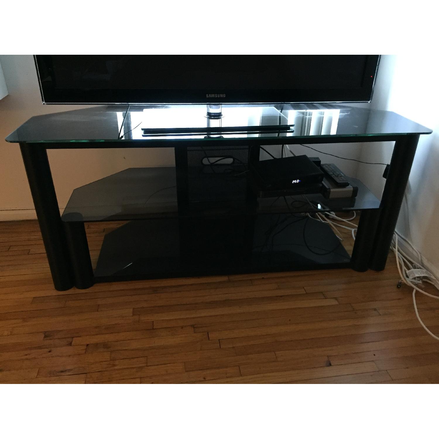 TV Stand w/ Three Glass Shelves & Black Frame - image-3