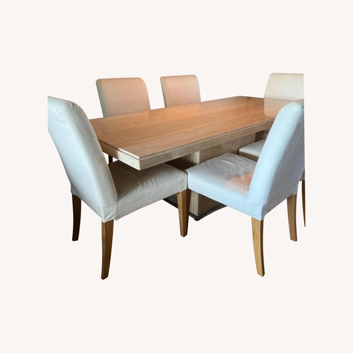 Travertine Stone Dining Table - image-0