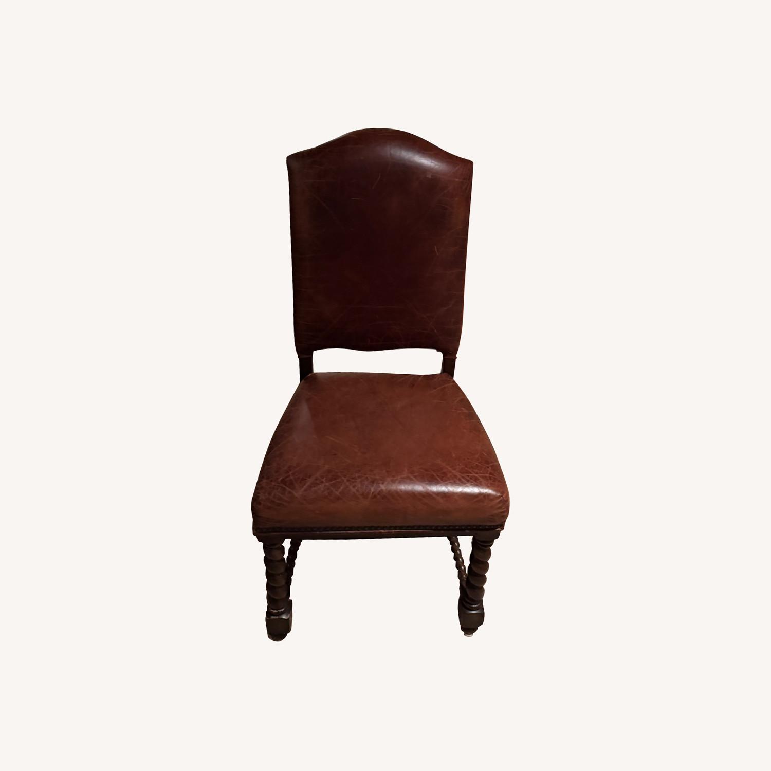 10 Brown Leather Dining Chairs - image-0
