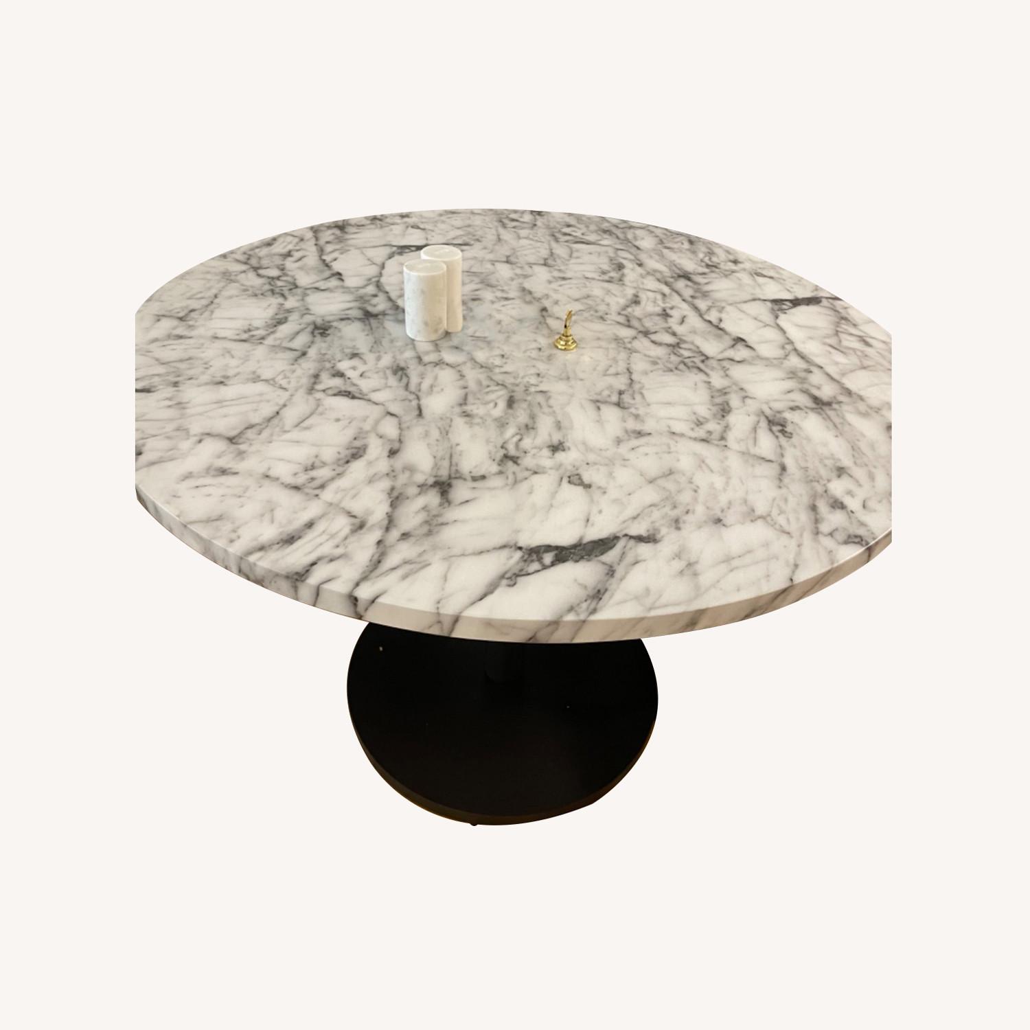 West Elm Orbit Round Dining Table Faux Marble - image-0