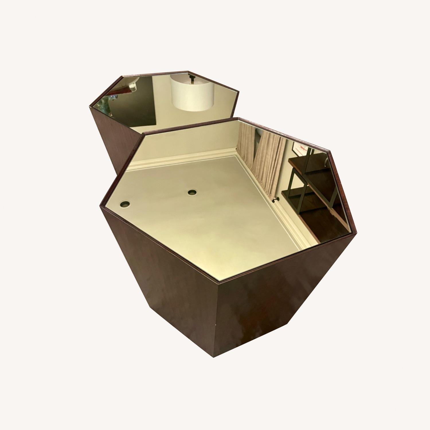 Kathy Kuo Gold Mirror-Top Coffee Table Set - image-0
