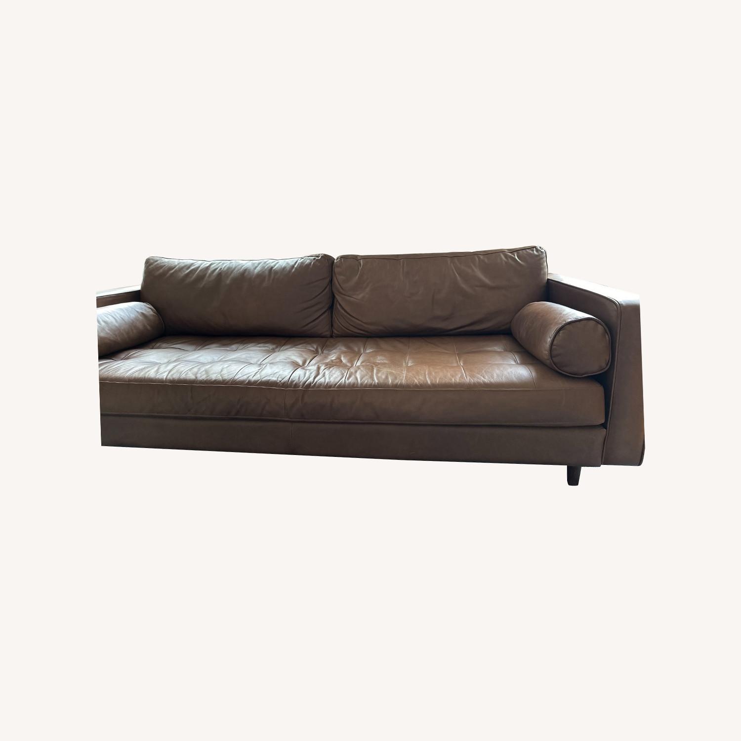 Article Sven 88" Tufted Leather Sofa - Charme Chocolat - image-0