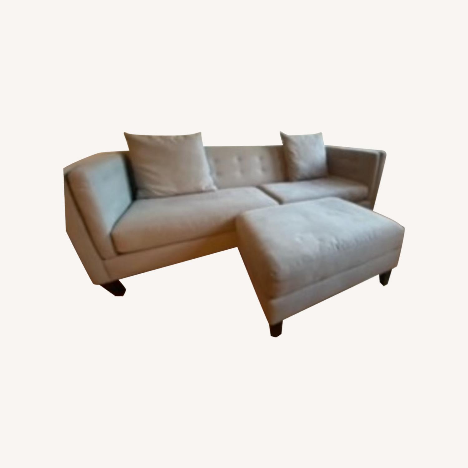 J. Louis Light Gray Strathmore Sofa W Ottoman - image-0