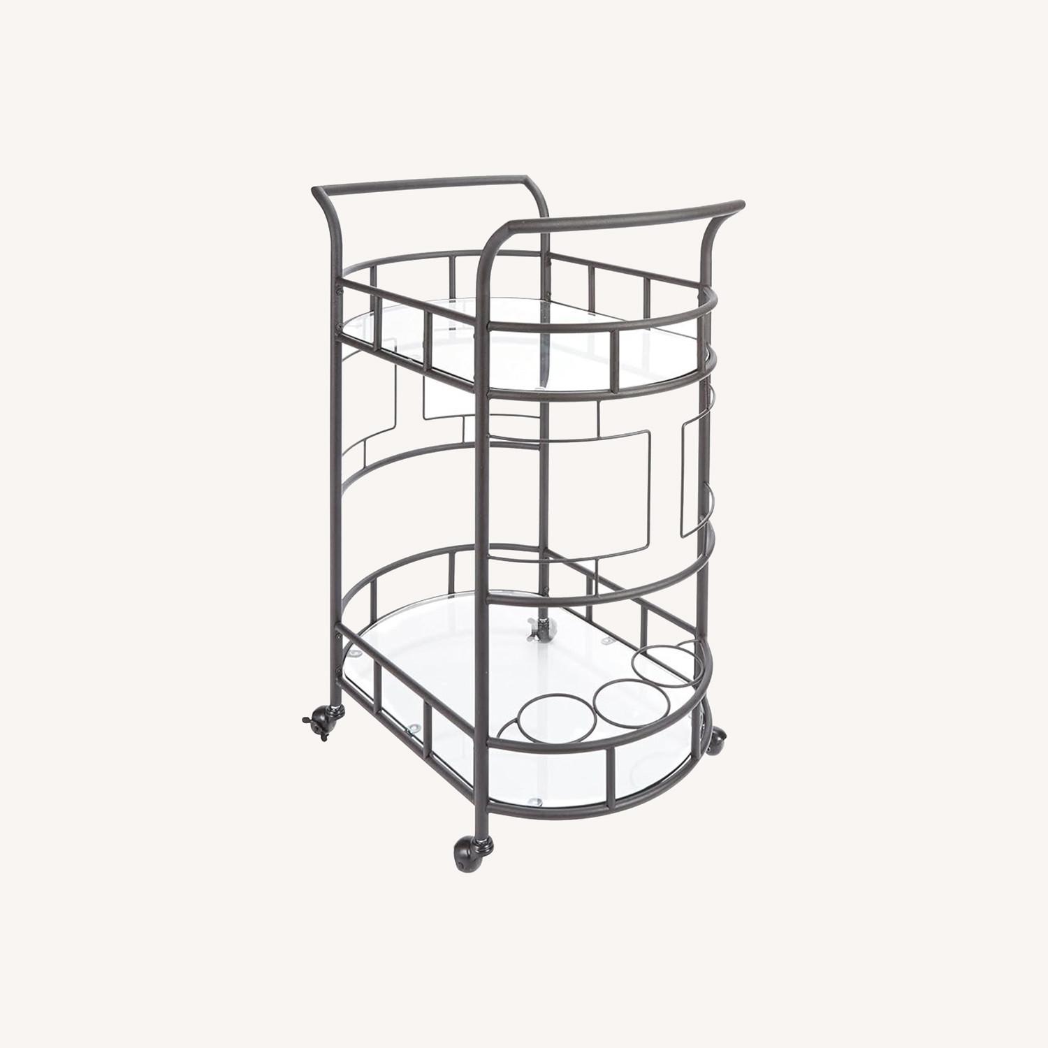 Modern Transparent Glass Bar Cart Minimalist - image-0