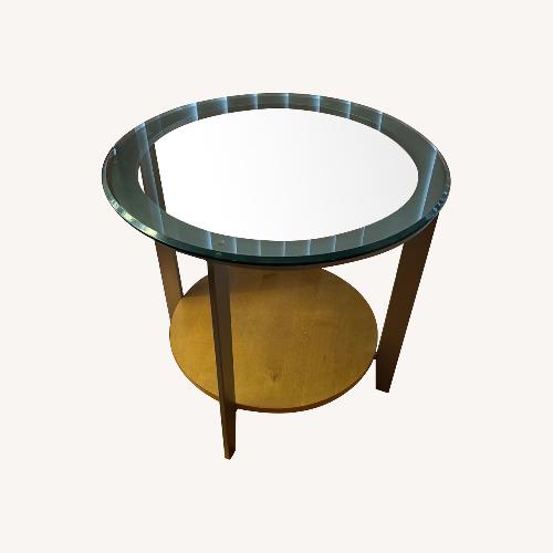 Used Ethan Allen Round Glass Top End Table for sale on AptDeco