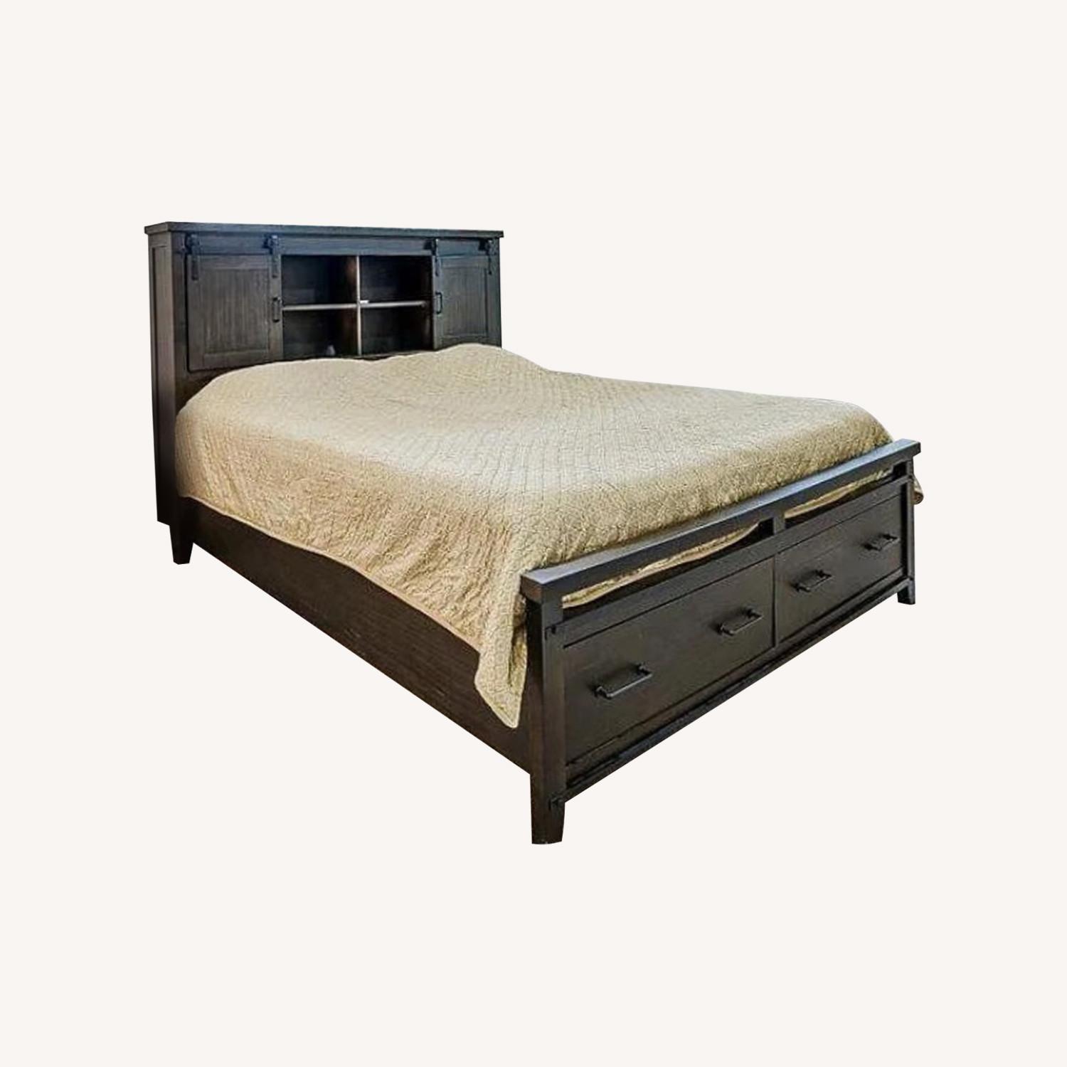 Bobs Montana King Brown Bookcase Storage Bed - image-0
