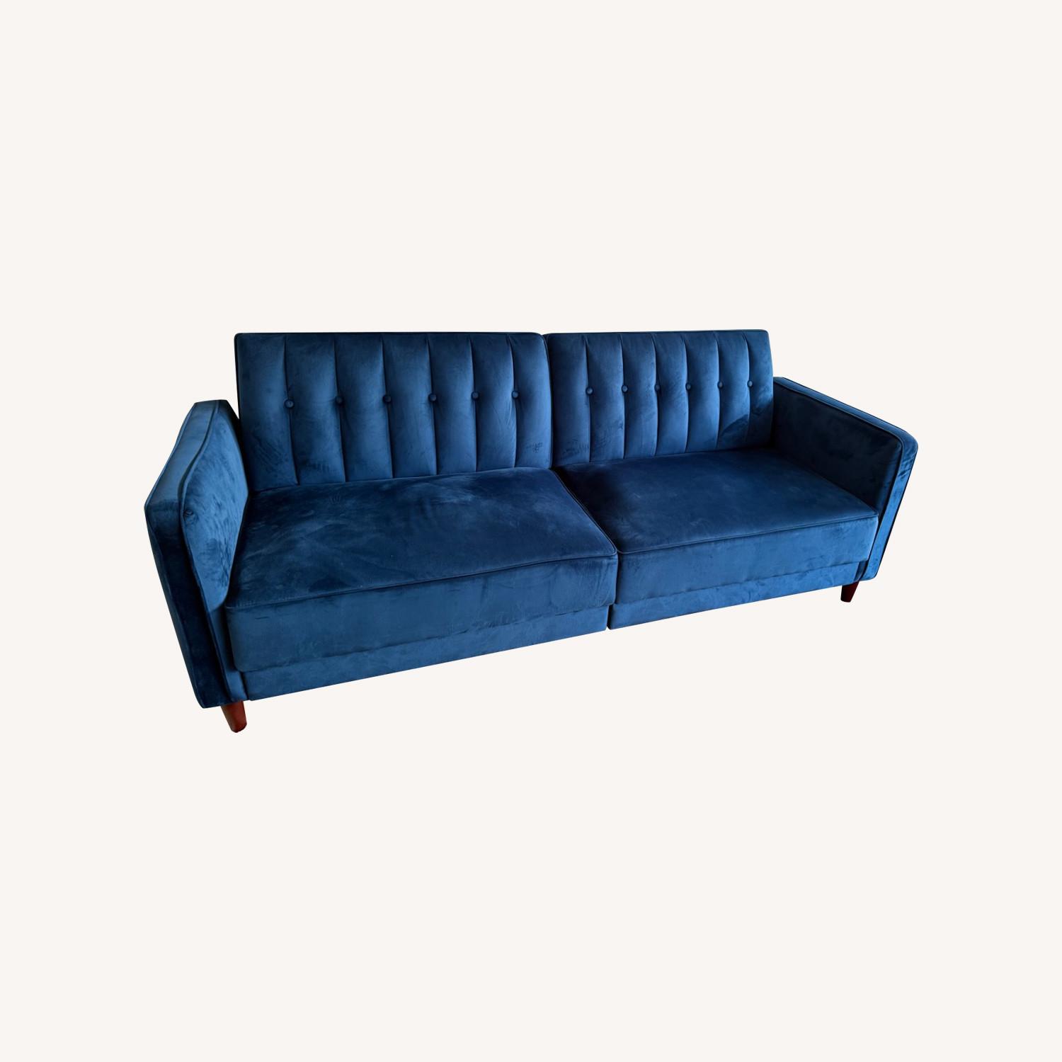 Wayfair Blue Velvet Couch - image-5