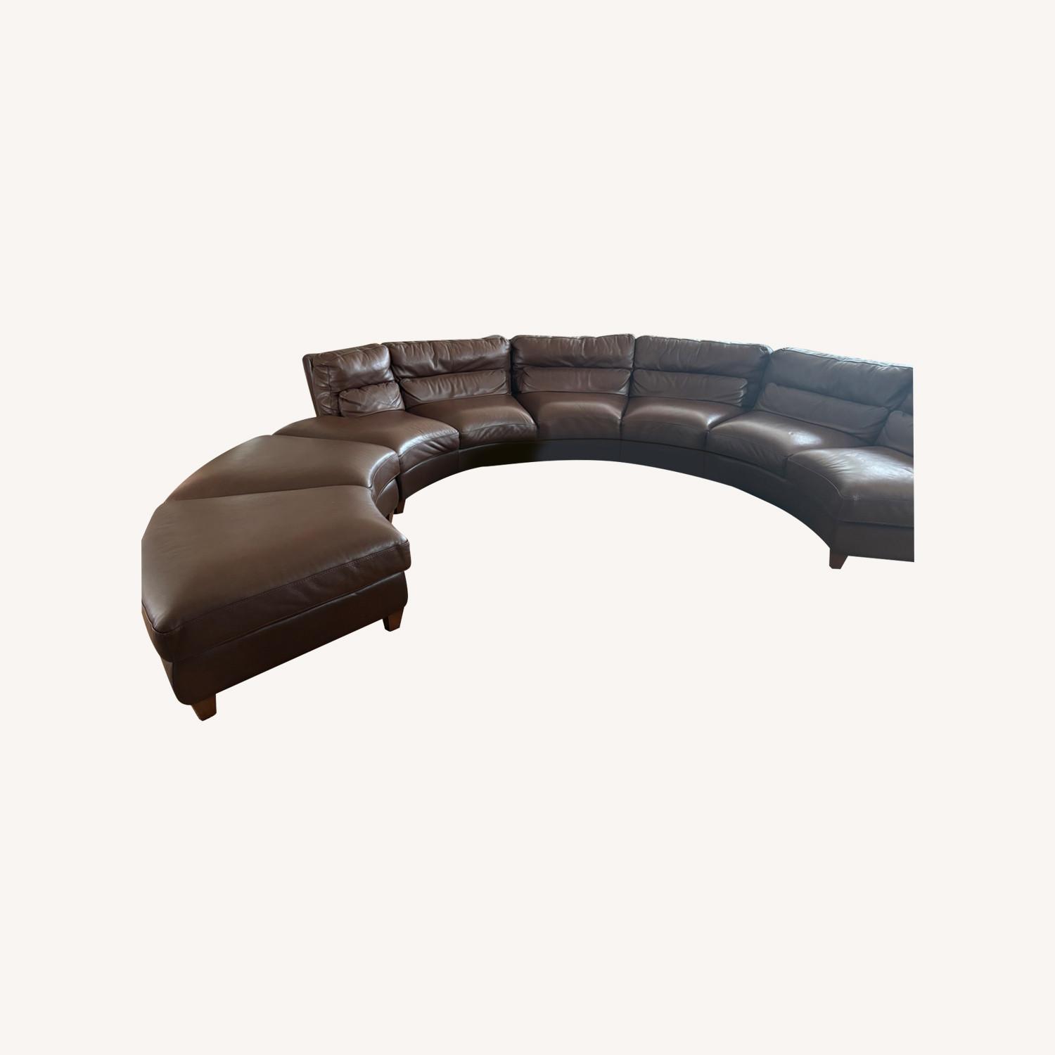 Bloomingdale's 8 Seat Circular Italian Leather Sectional - image-0