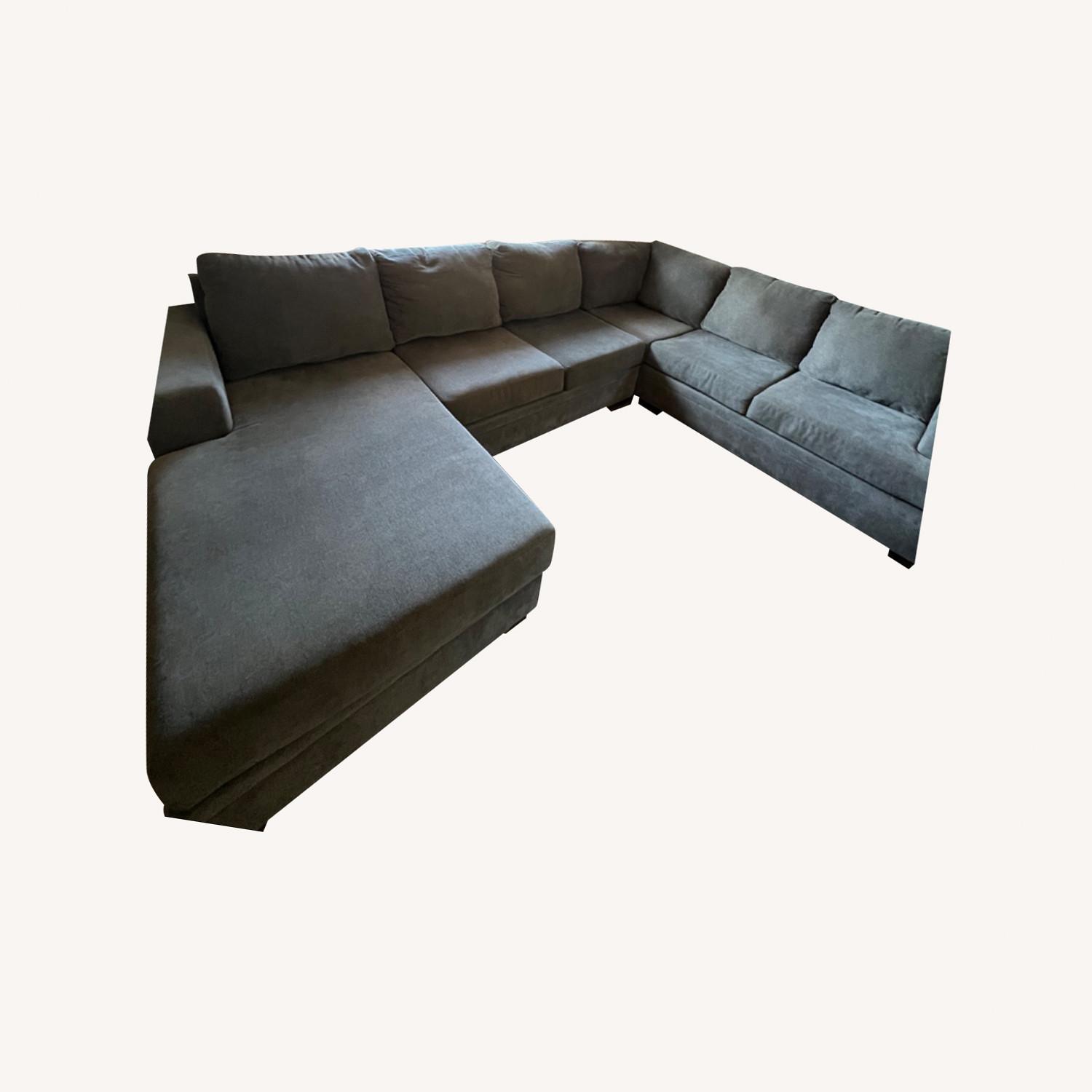 Living Spaces Gray Sectional Sofa W Chaise - image-0