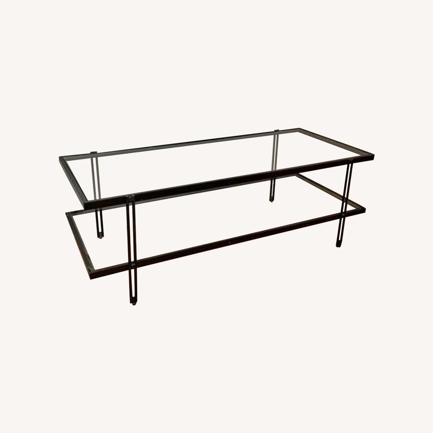West Elm Two-Tiered Glass Coffee Table - image-0