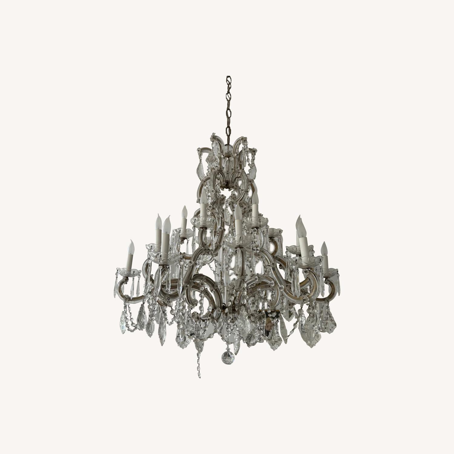 Vintage Crystal & Brass Chandelier 1936 - image-0