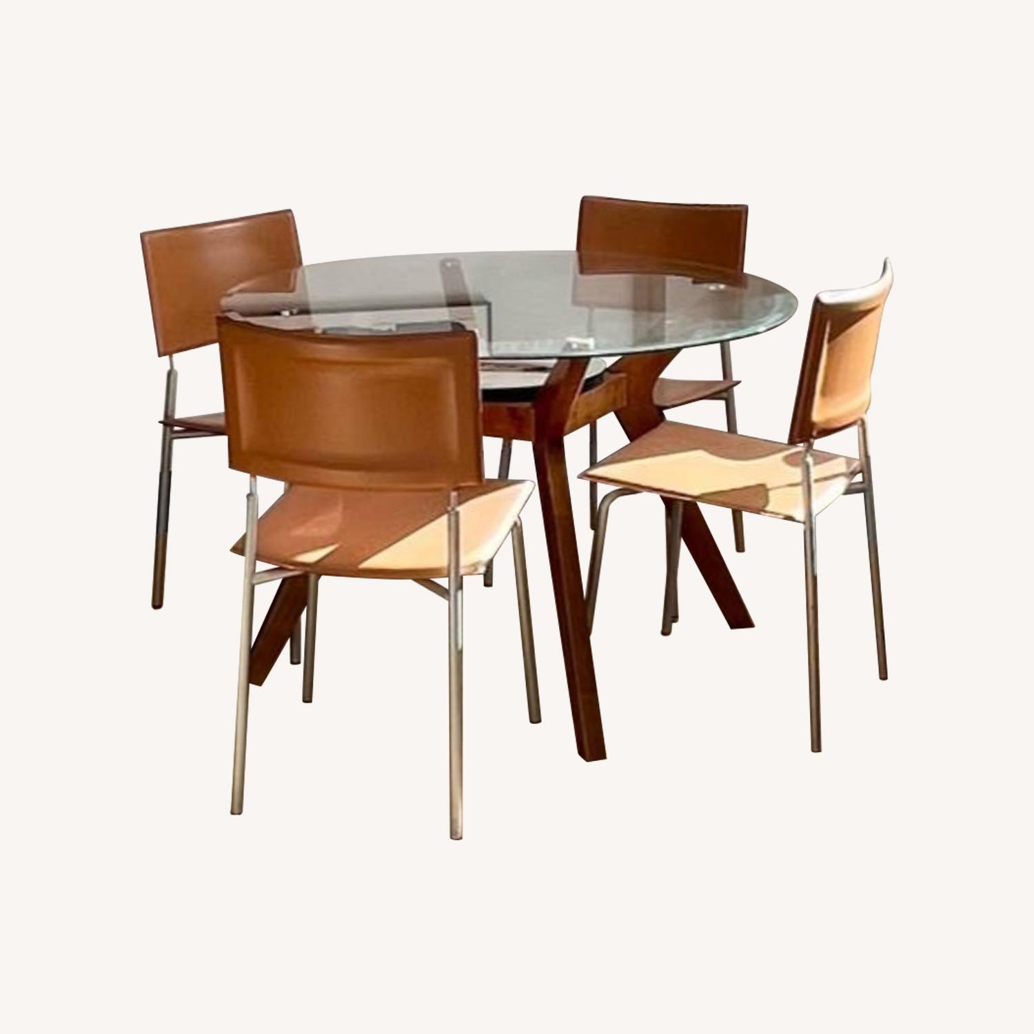 Mid-Century Modern Kitchen Table Glass and Wood - AptDeco