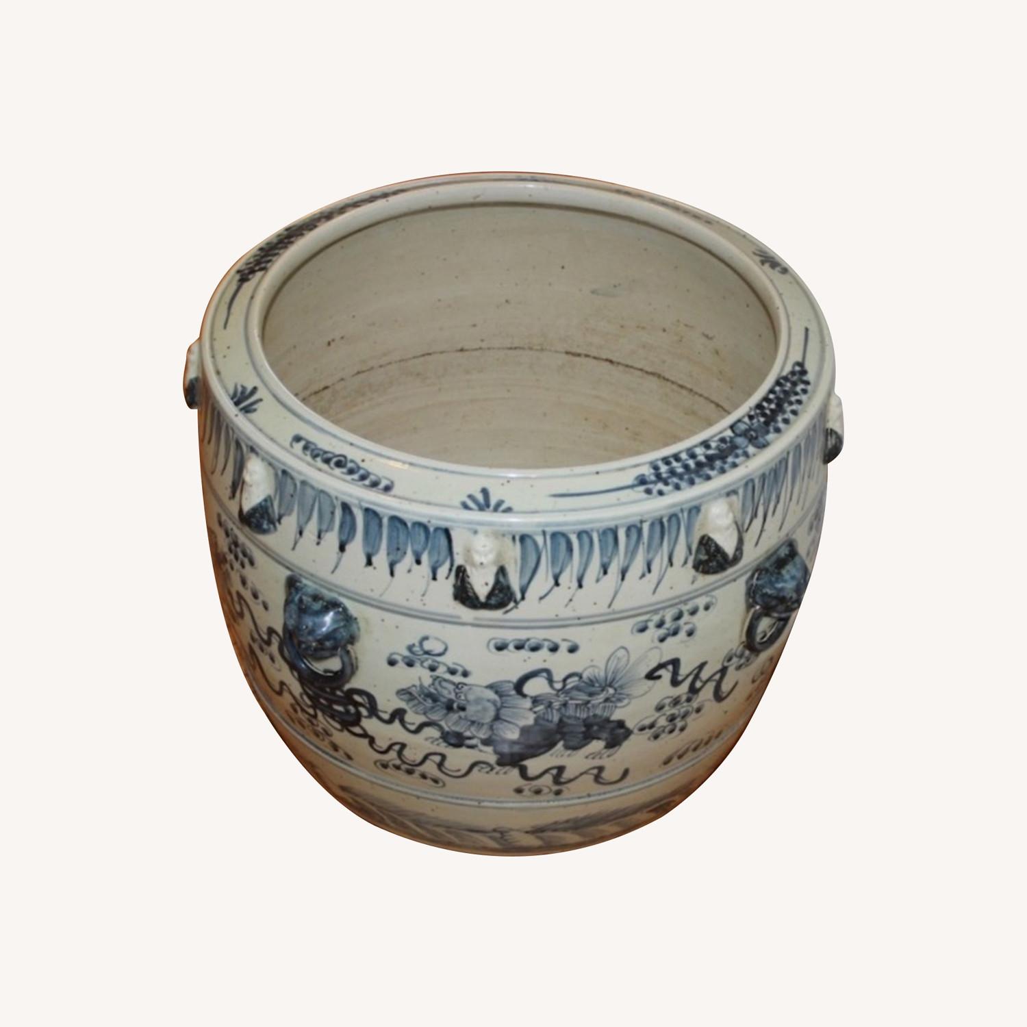 Chinese Blue and White Ceramic Planter - image-0