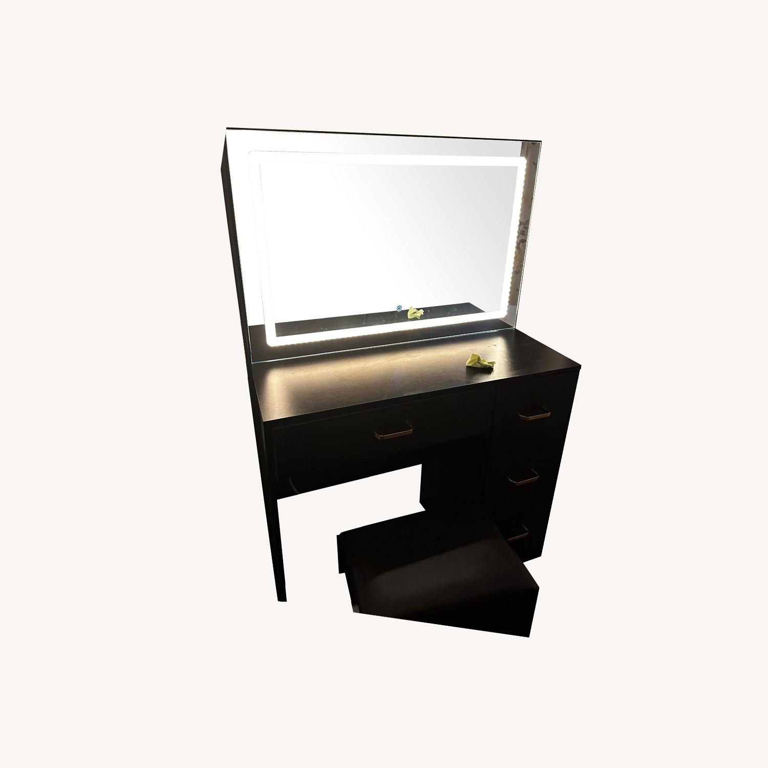 Raymour & Flanigan Vanity with Storage and Light + Mirror - image-0