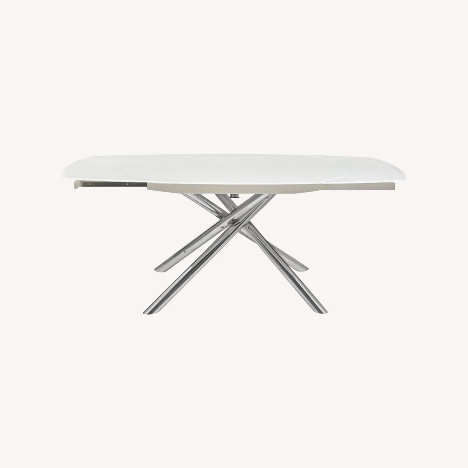 Astro Extendable Dining Table White Glass - image-0