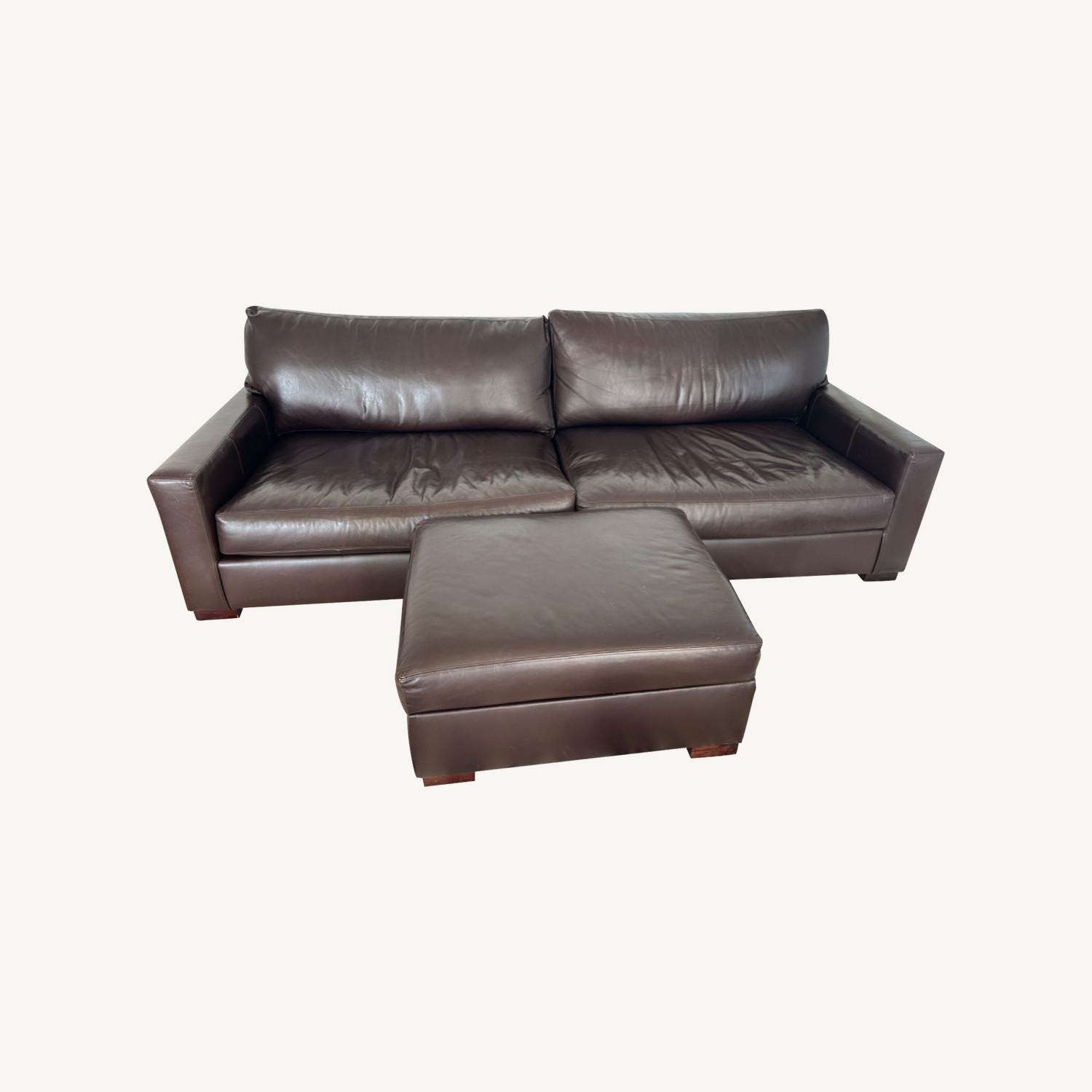Pottery Barn Turner Leather Sofa & Ottoman - image-0