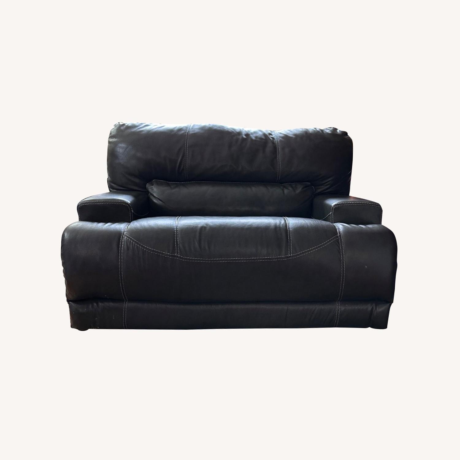 Brown Leather Loveseat - image-0