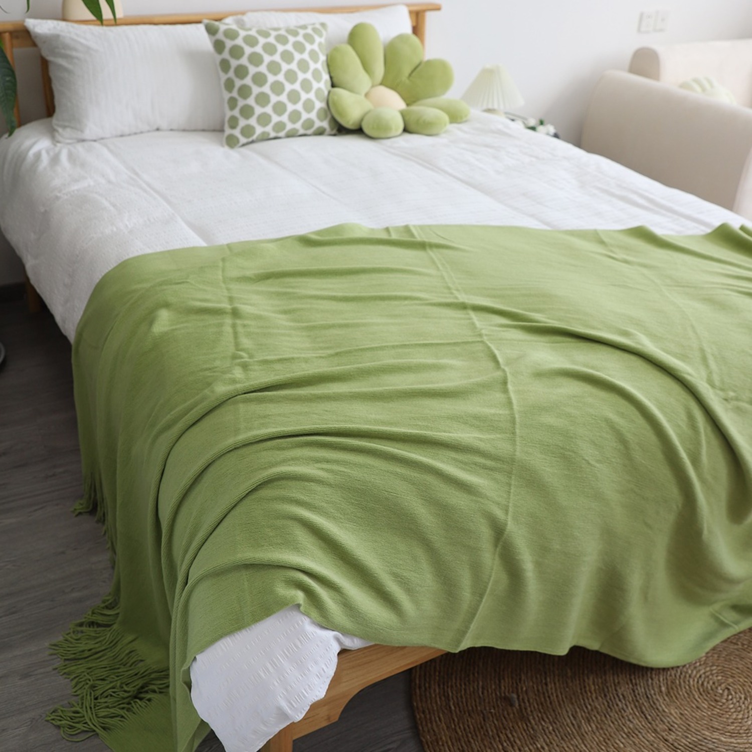 SOGA 2X Green Acrylic Throw Blanket - image-7