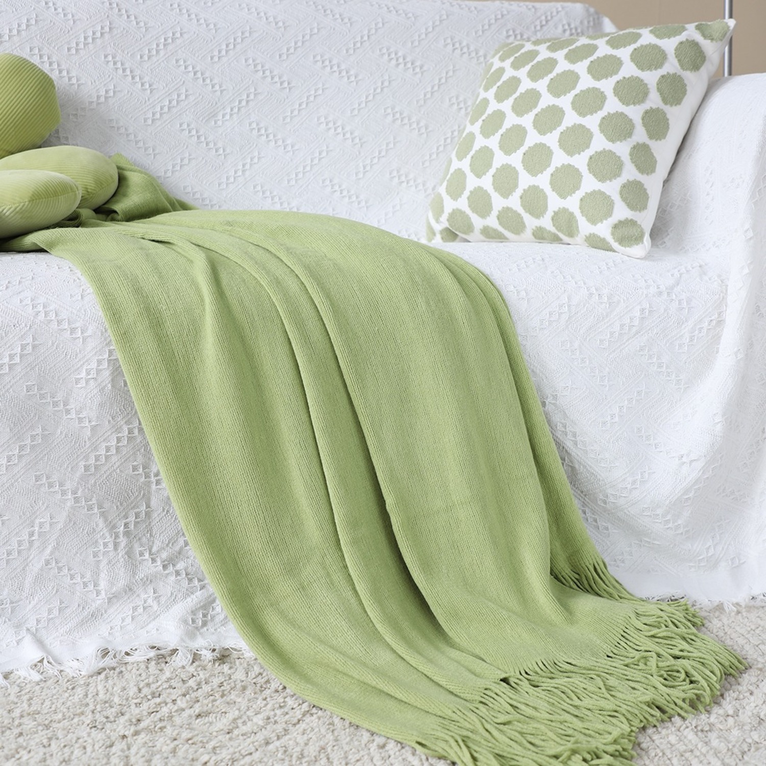 SOGA 2X Green Acrylic Throw Blanket - image-6