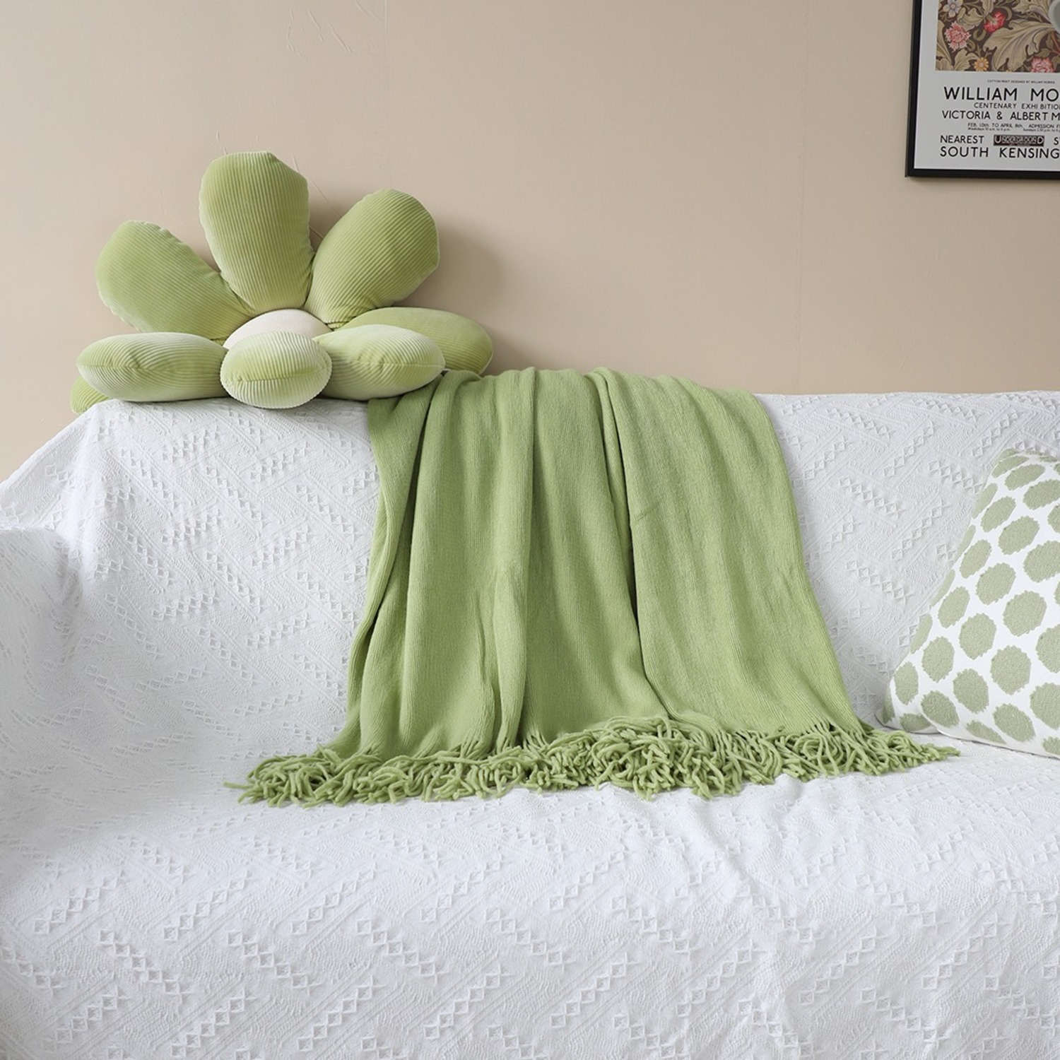 SOGA 2X Green Acrylic Throw Blanket - image-5
