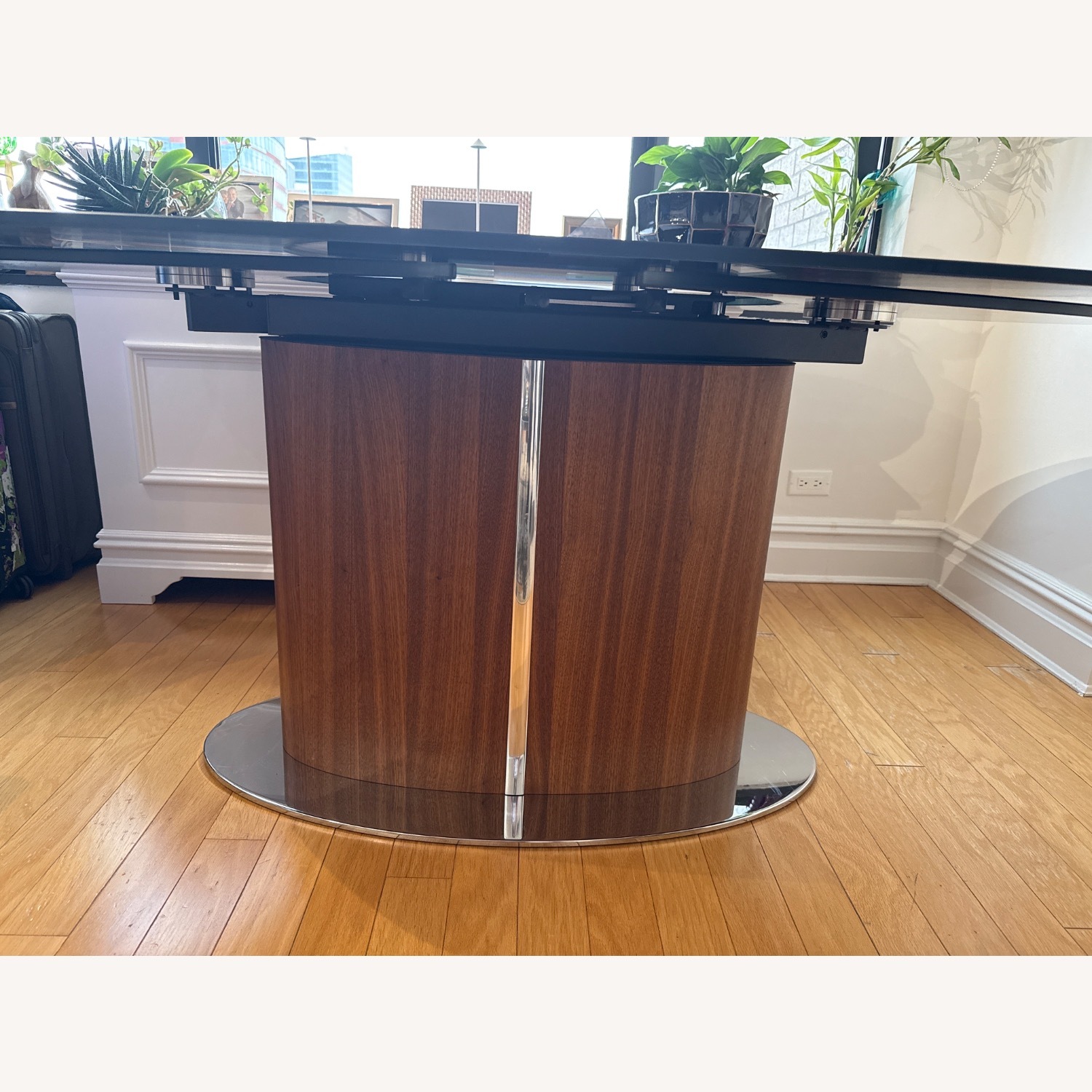 Calligaris Glass Table with Walnut Chrome Base  - image-9