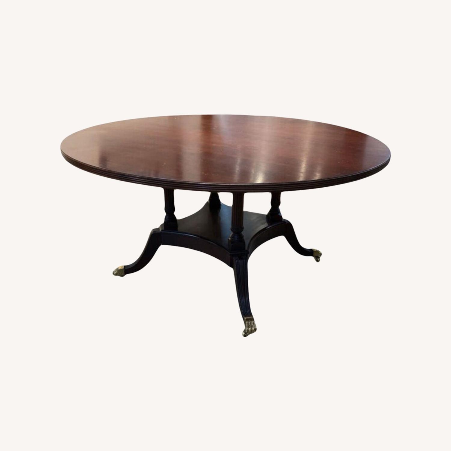 Mahogony Round W Brass Claw Feet Dining Table - image-0
