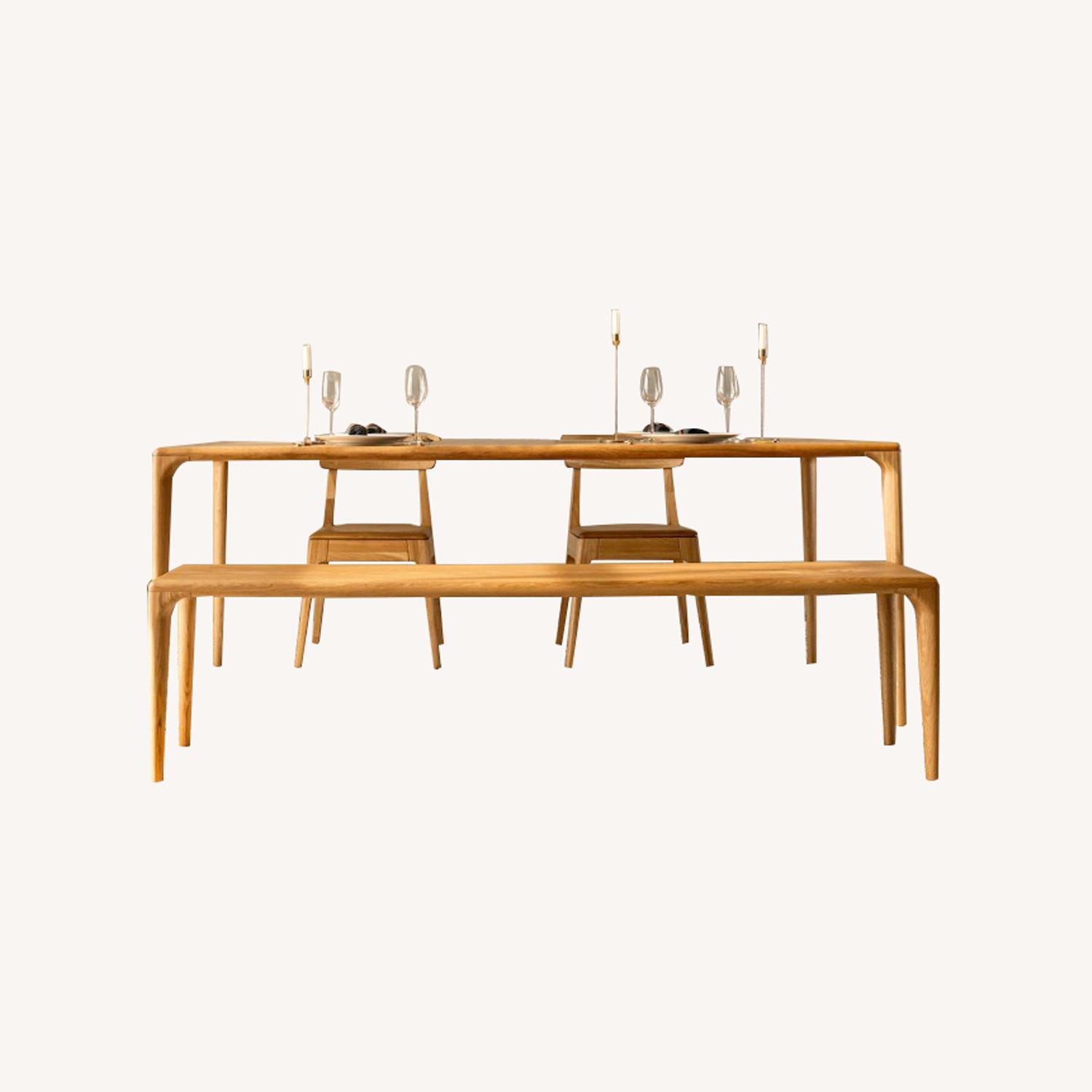 Solid European White Oak Table & Bench Dining Set - image-0