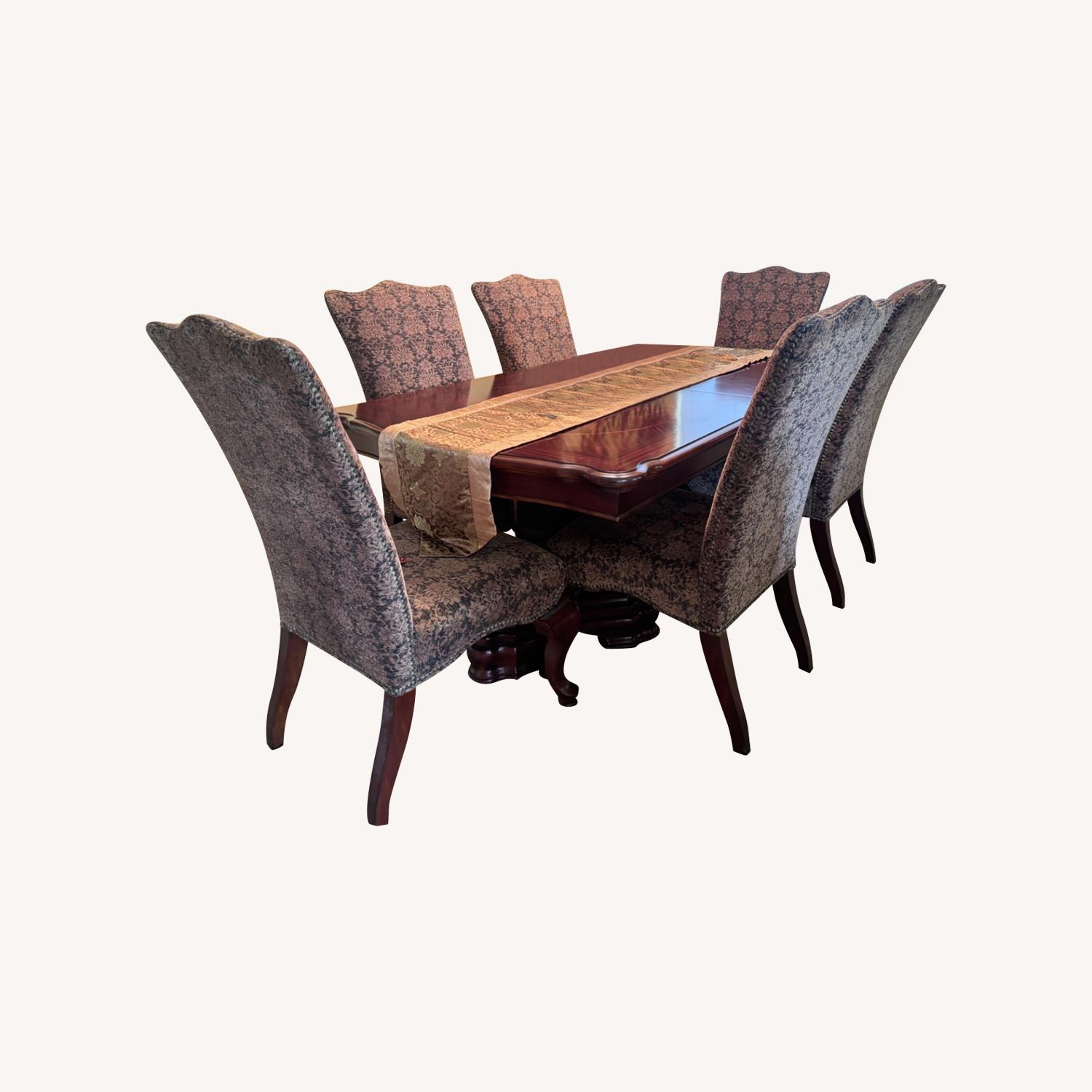 Elegant Cherry Wood Dining Table with 6 Chairs - AptDeco