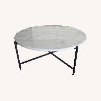 James Devlin Round Marble Coffee Table w Iron Legs