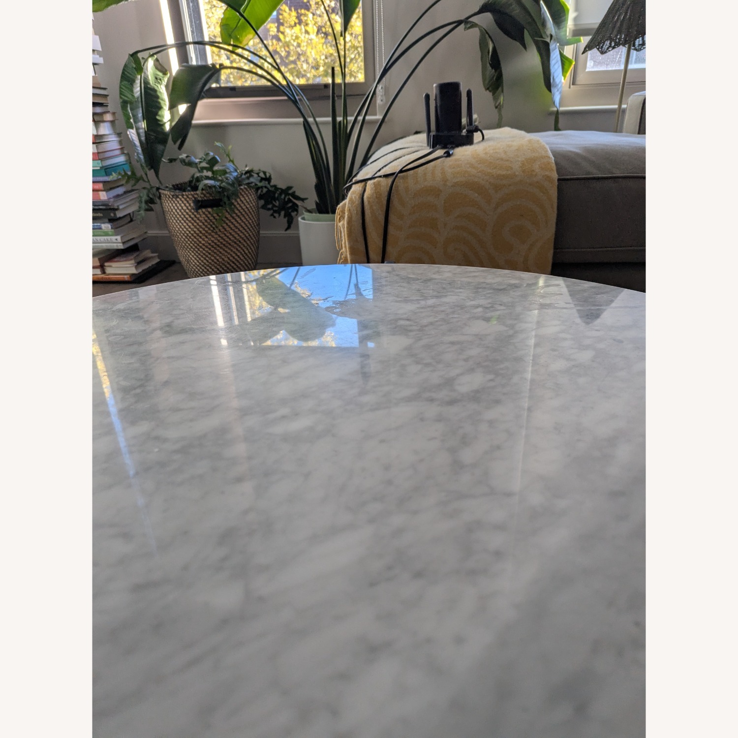 James Devlin Round Marble Coffee Table w Iron Legs - image-9