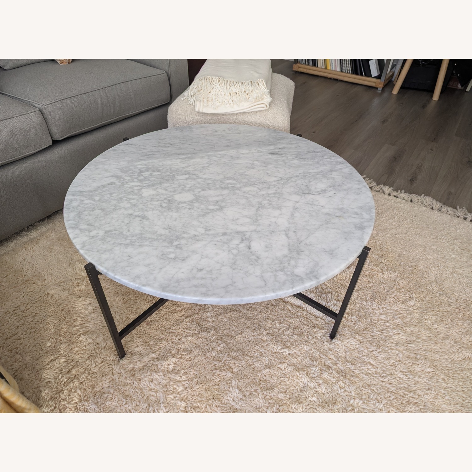 James Devlin Round Marble Coffee Table w Iron Legs - image-10