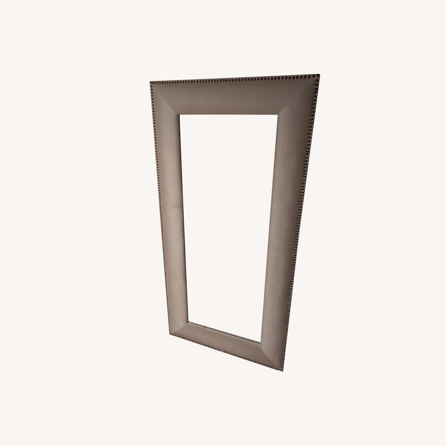 Drexel Heritage Upholstered Nail Head Trim Mirror - image-0