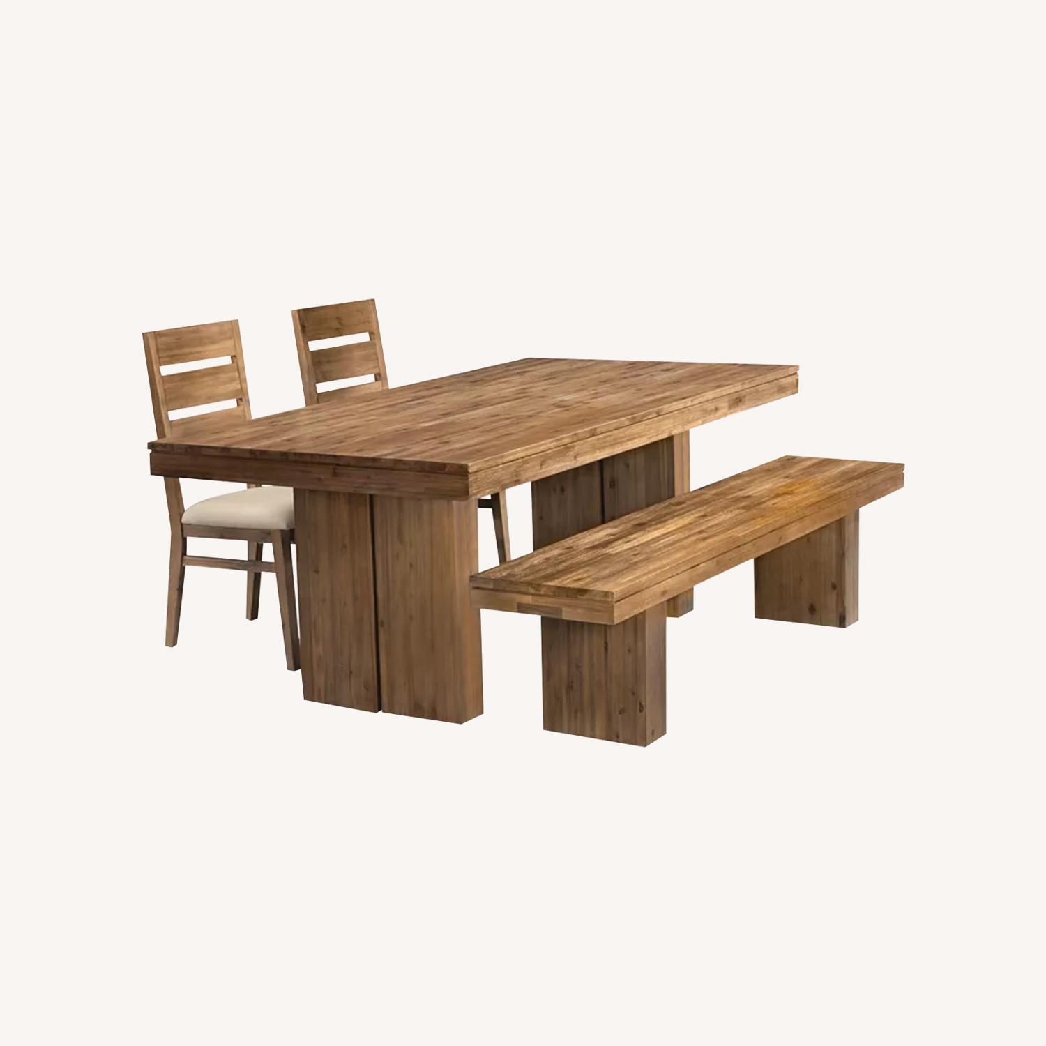 Macy’s Champagne Dining Table, Chairs and Bench - image-0