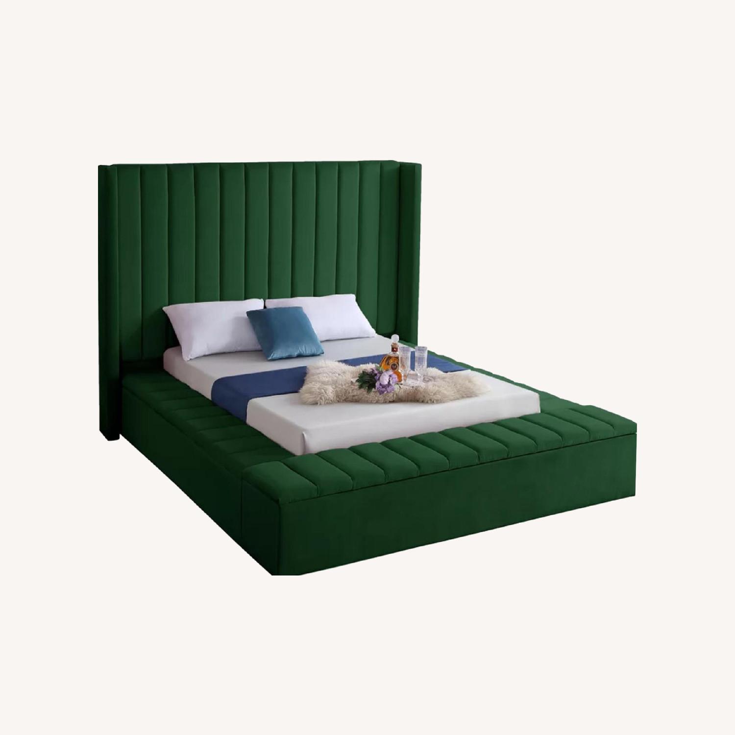 Wayfair Everly Quinn Green Velvet King Storage Bed - image-0