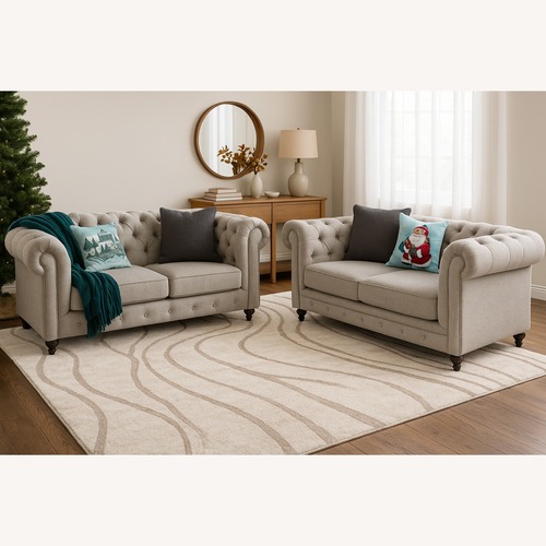 Used Performance Fabric Chesterfield Rolled Arm Sofa for sale on AptDeco