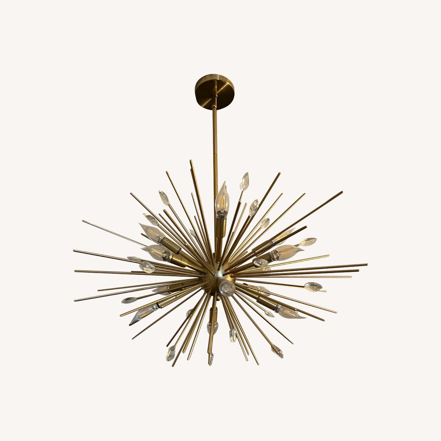 12 Bulb Gold and Crystal Sputnik Ceiling Light - image-0