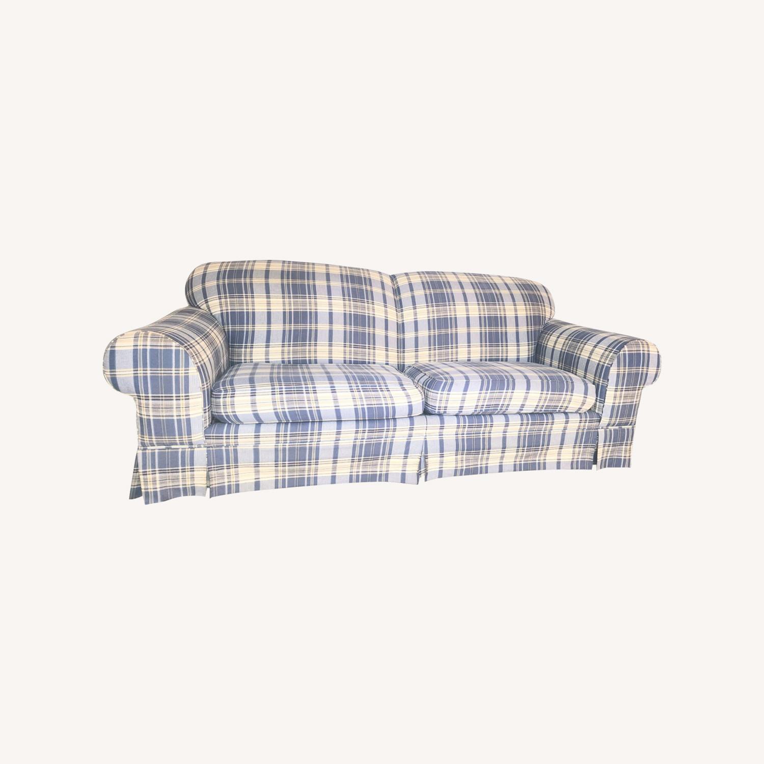 Vintage Style Checkered Fabric Sofa - image-0
