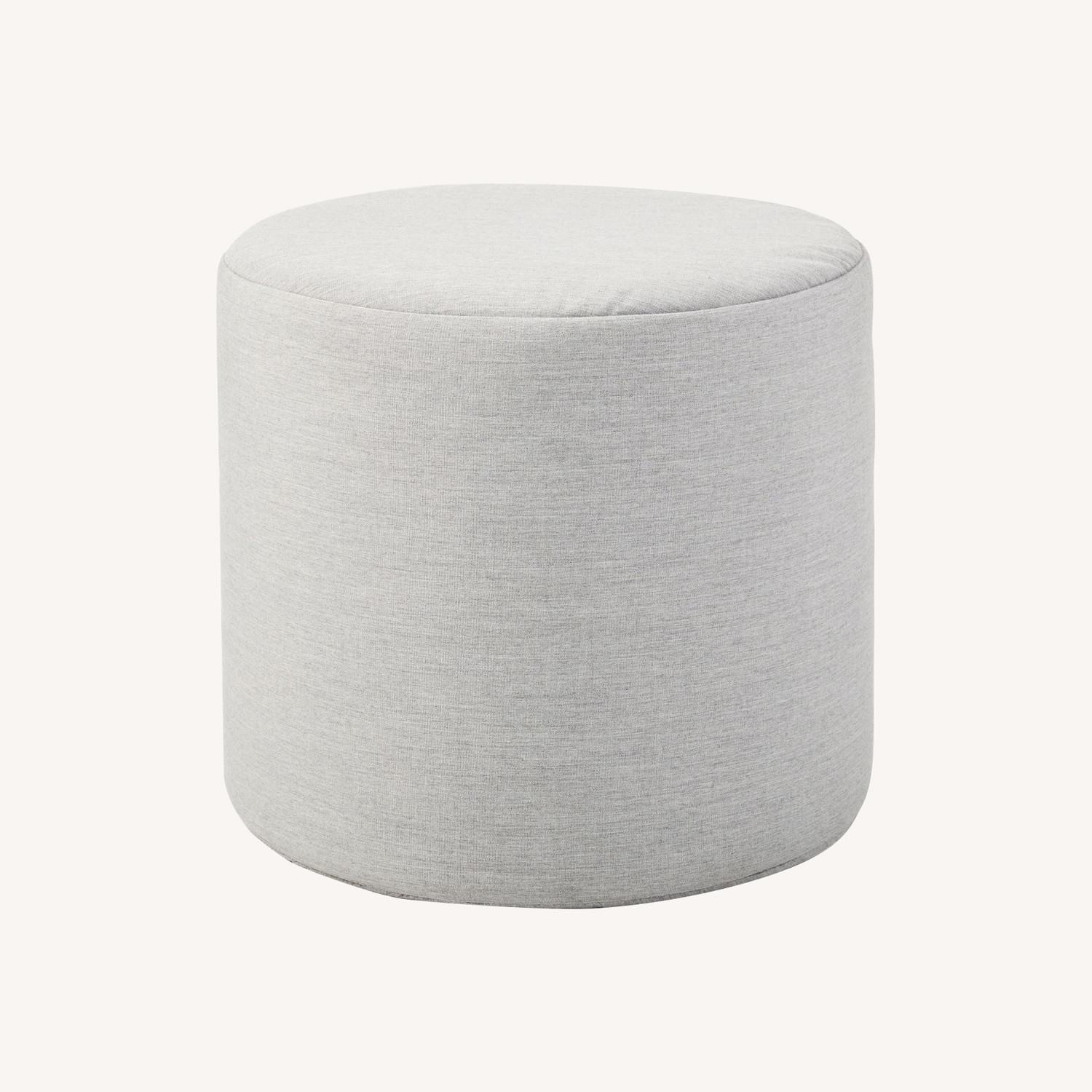 West Elm Sunbrella Indoor/Outdoor Canvas Round Pouf, Granite - image-0