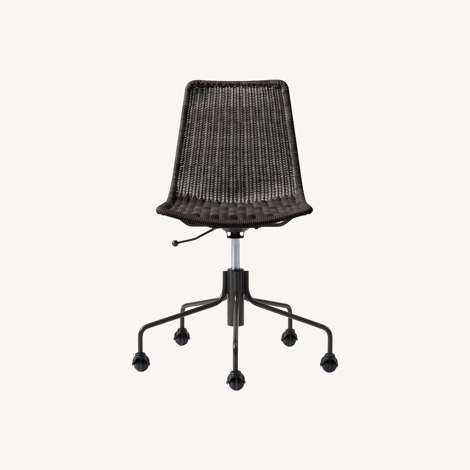 West Elm Slope Wicker Swivel Office Chair - image-0