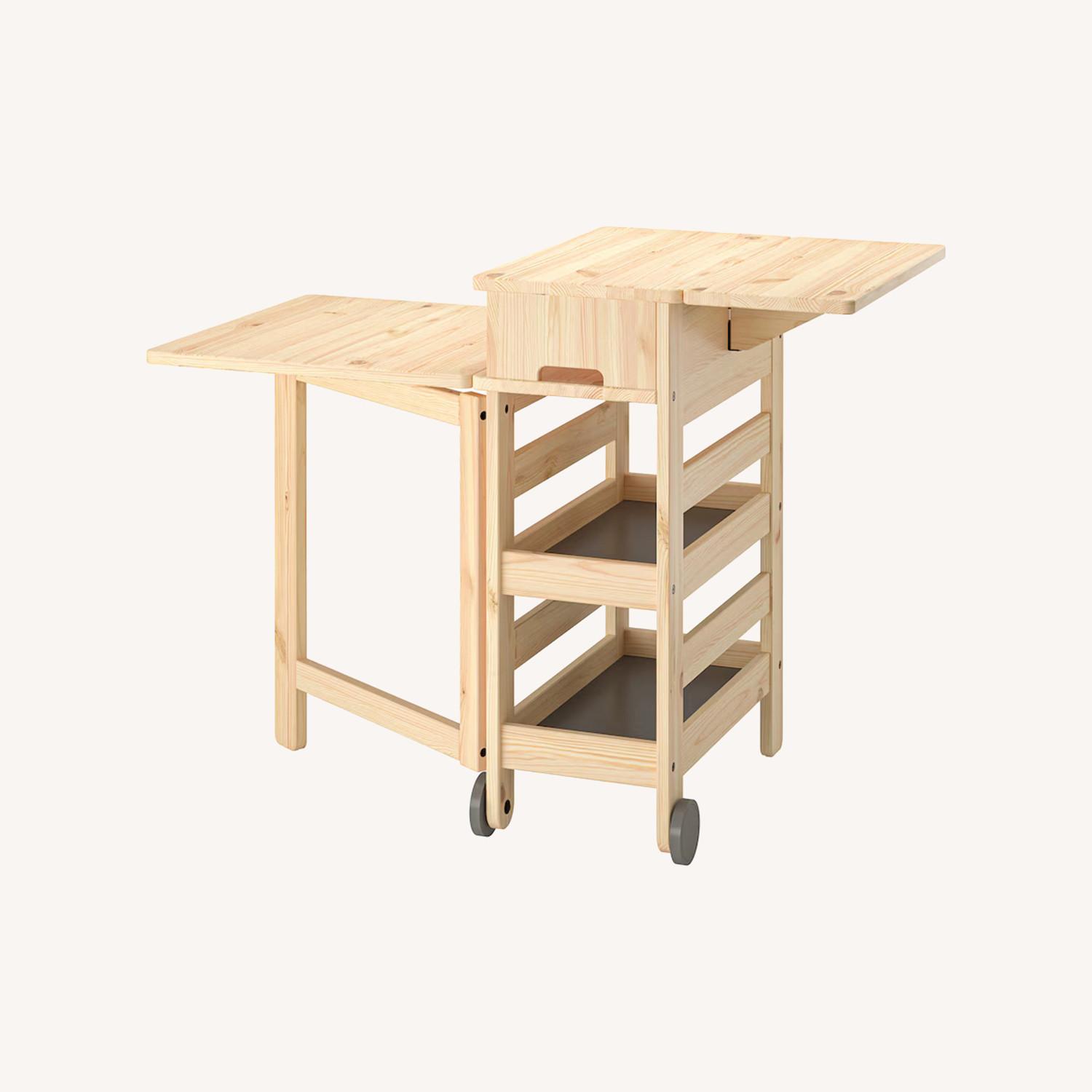 IKEA Resaro Mobile Drop-leaf Table W Storage, Pine - image-0
